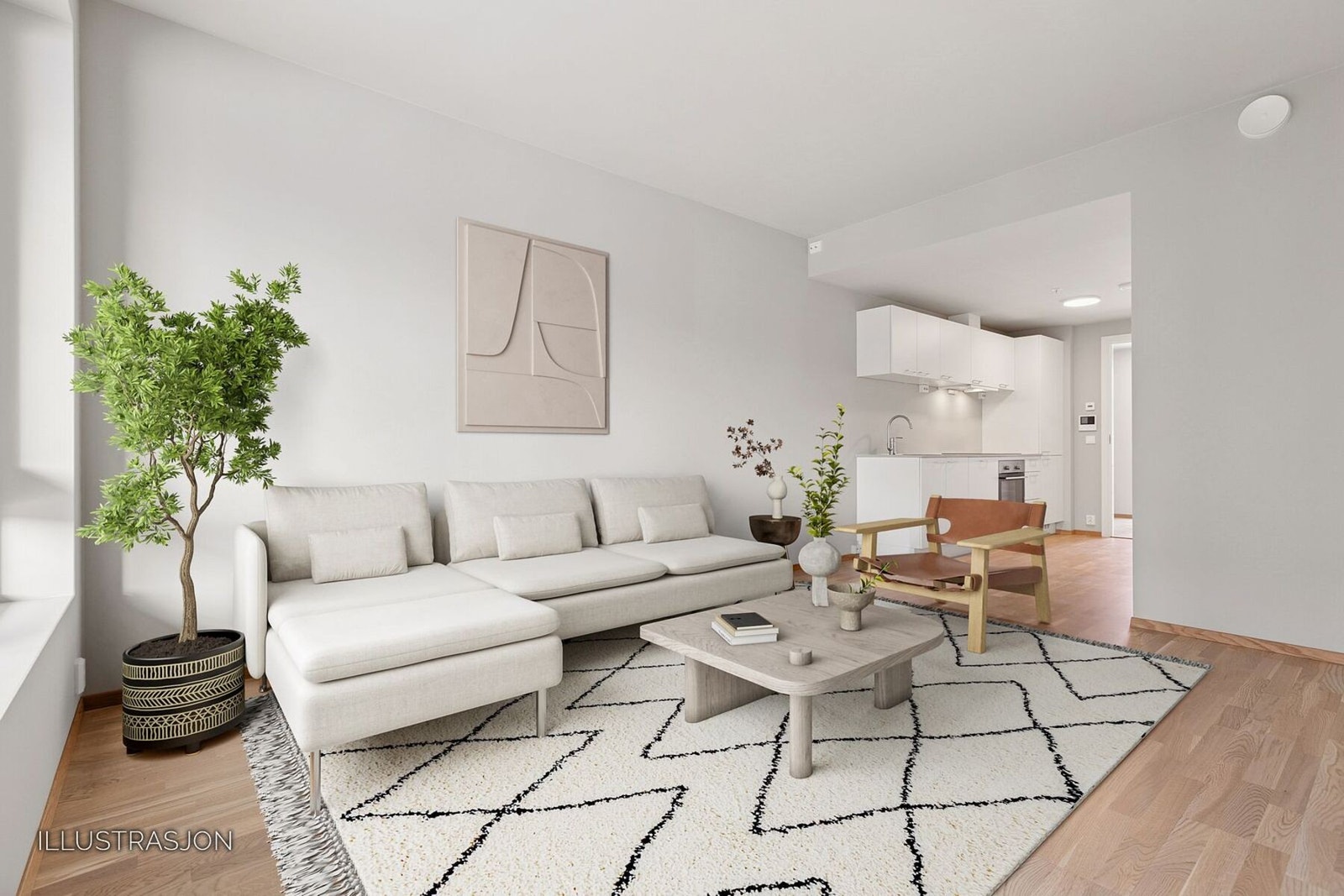 Leiligheten nyter store vindusflater som gir rikelig med naturlig lysinnslipp Galleribilde