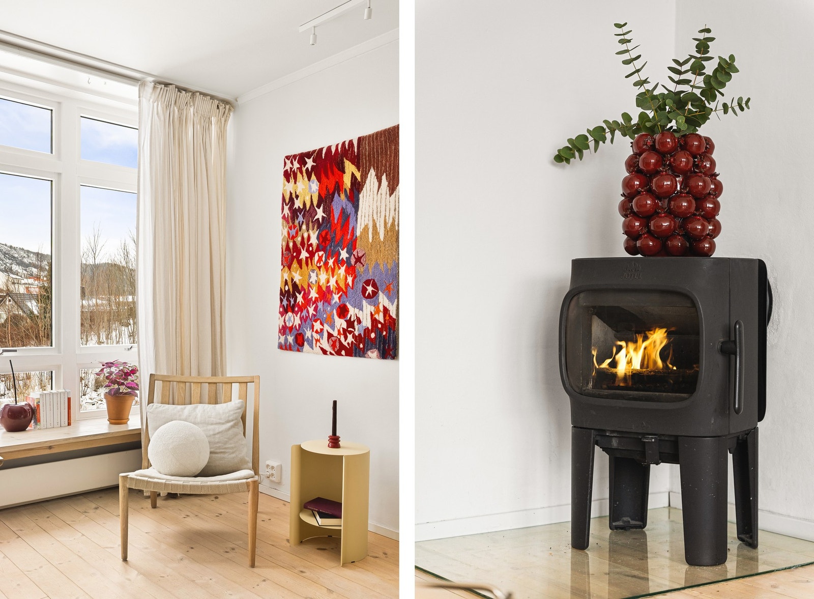 Nyt kjølige dager inne med varme fra peisovnen. Galleribilde