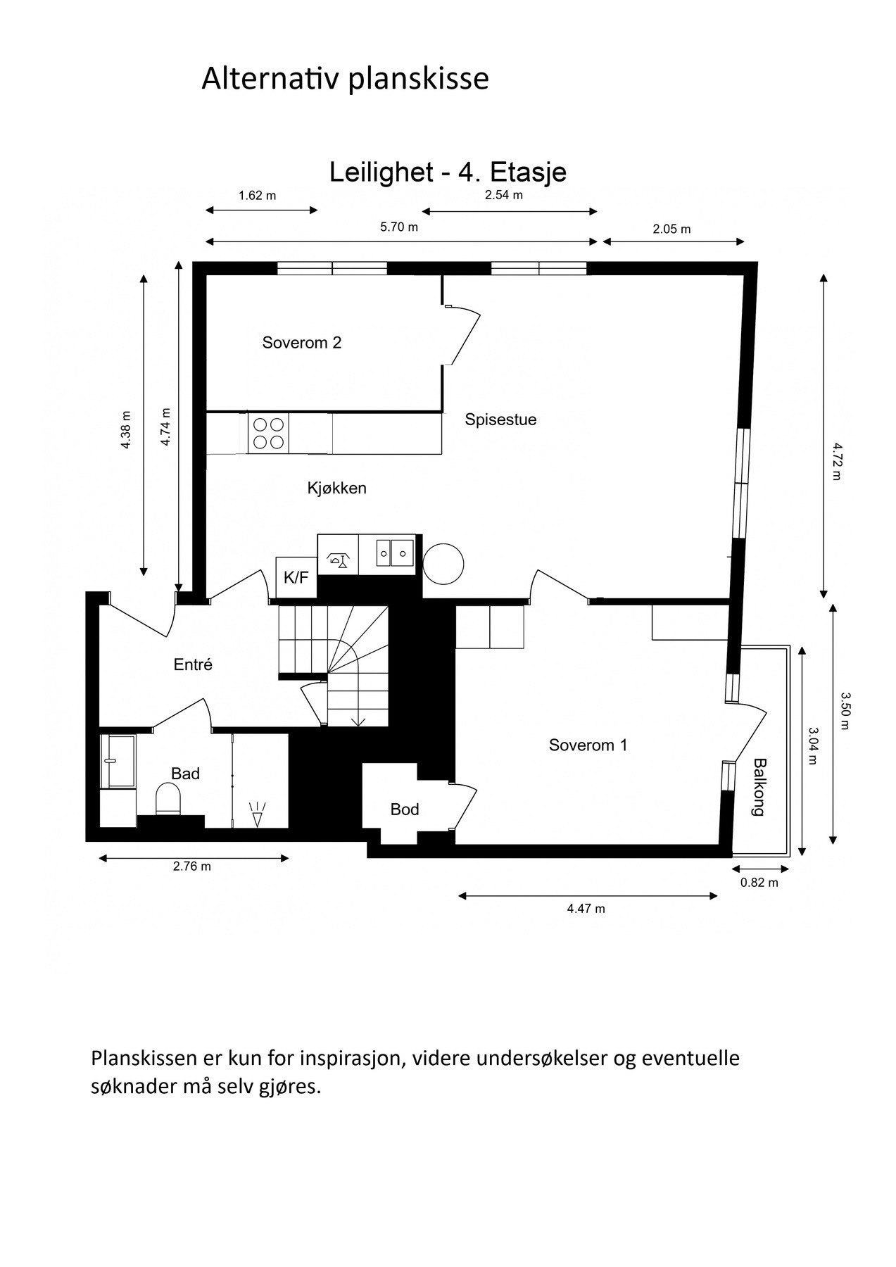 Alternativ plantegning 4. etasje. Galleribilde