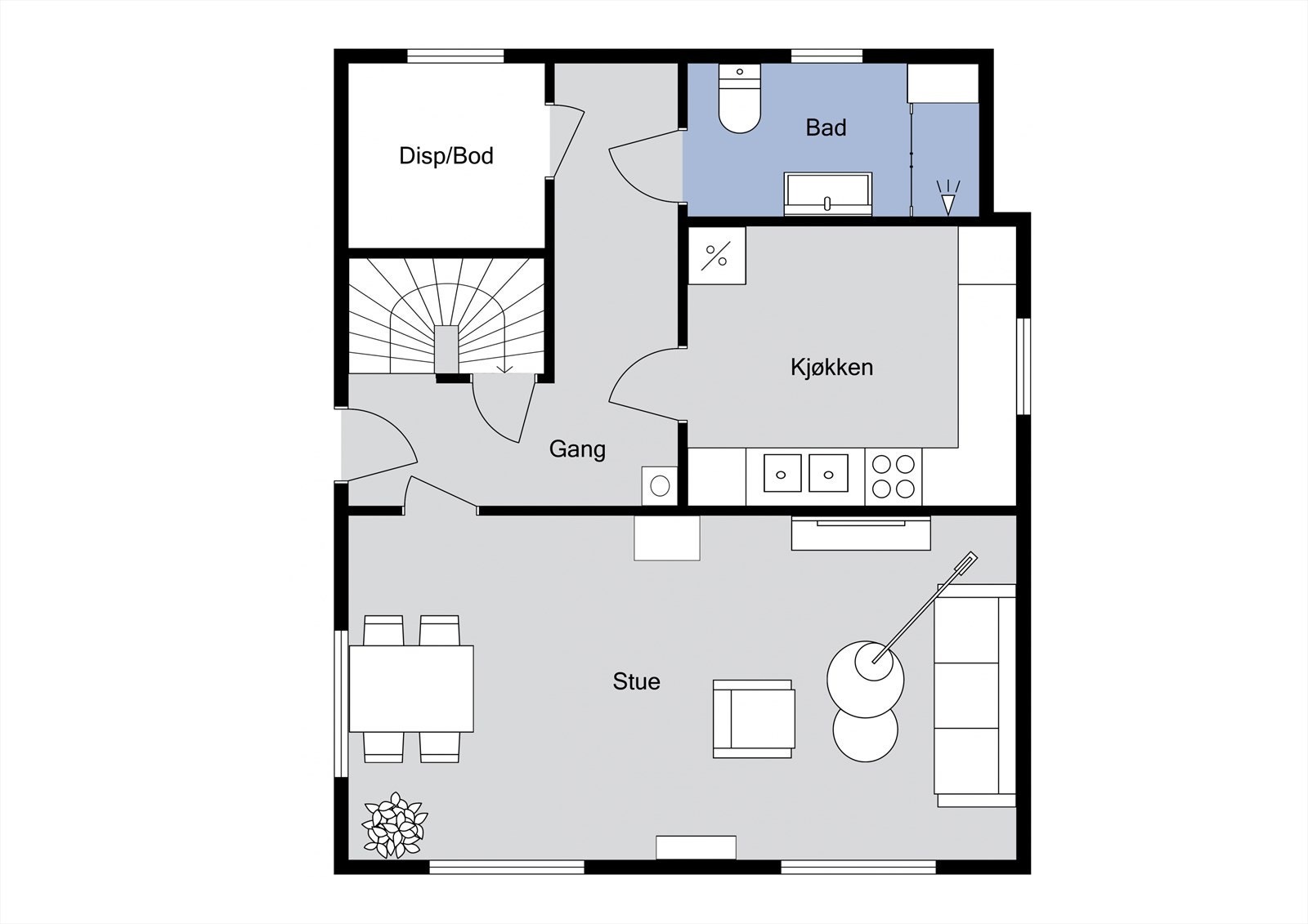 Planløsning 1. etasje Galleribilde