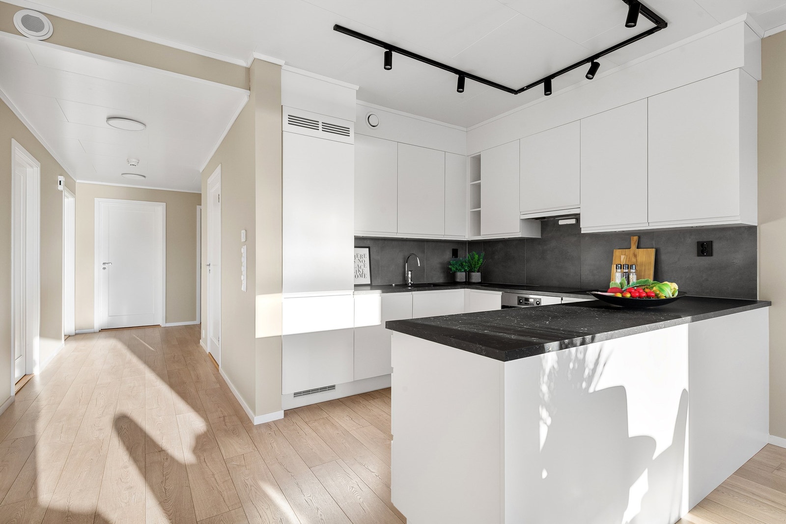 Stue/kjøkken er åpent mot gangarealet Galleribilde