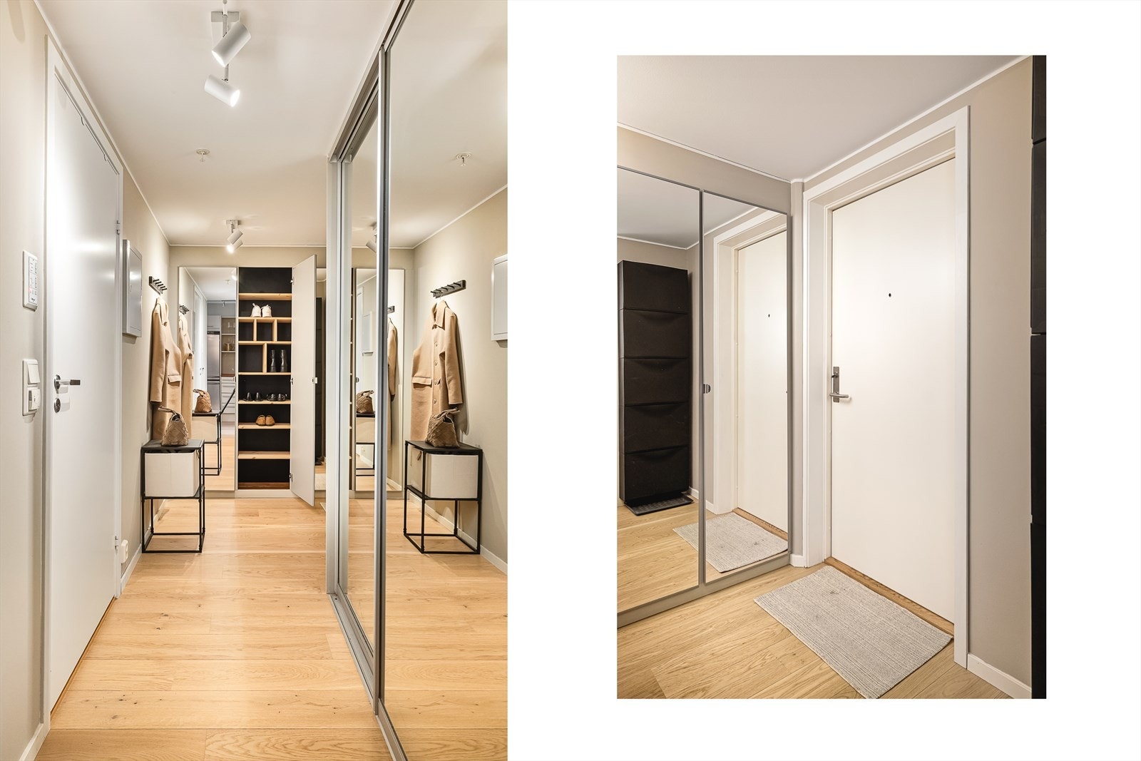 Leiligheten fremstår som lys, moderne og innbydende, med en gjennomtenkt planløsning som gir et svært godt førsteinntrykk. Galleribilde