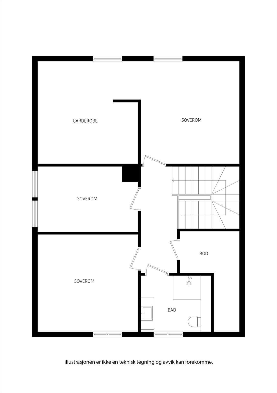Plantegning for øverste etasje Galleribilde