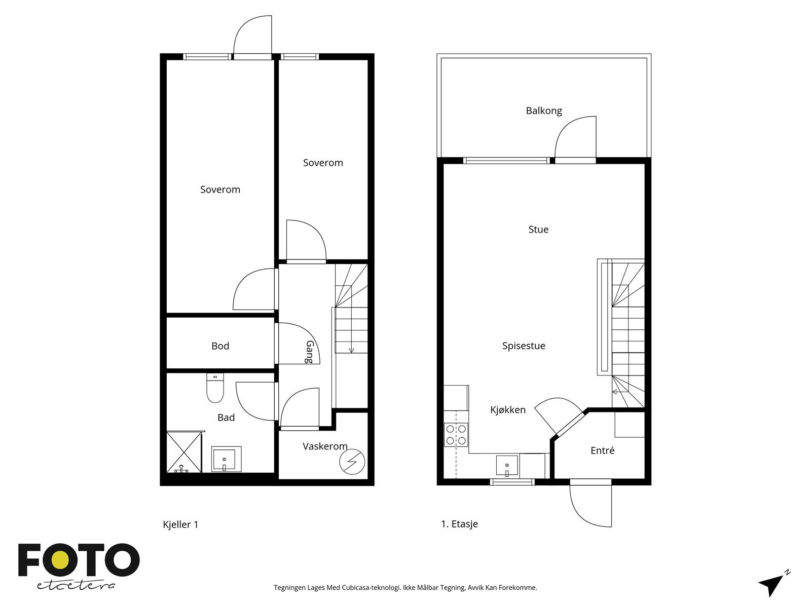 Plantegning begge etasjer. Galleribilde