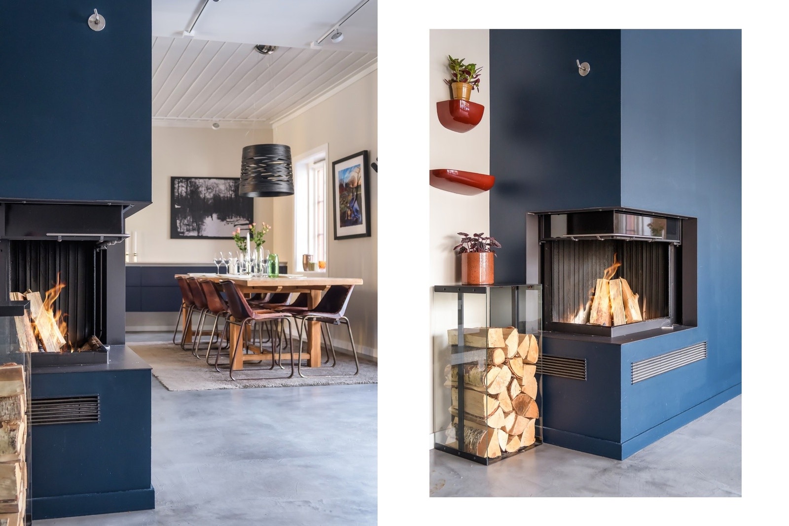 Ny moderne peis fra Brunner, installert i 2019. Galleribilde