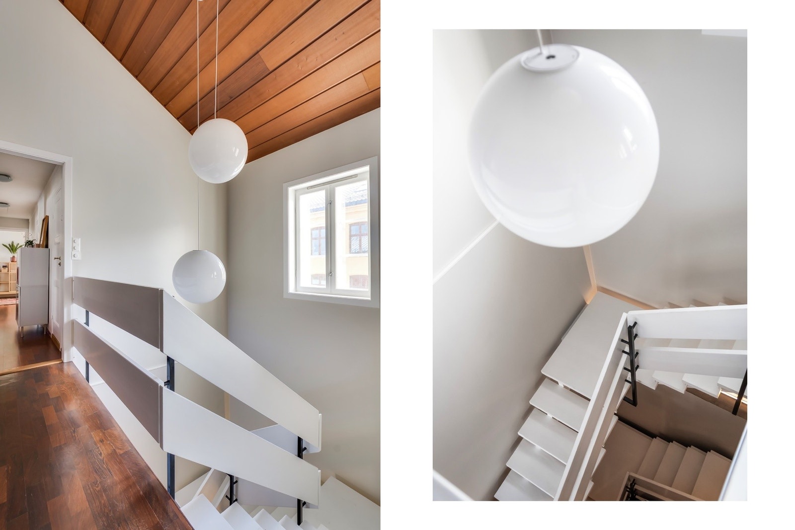 Malt trappeoppgang og hele første etasje i 2025. Galleribilde