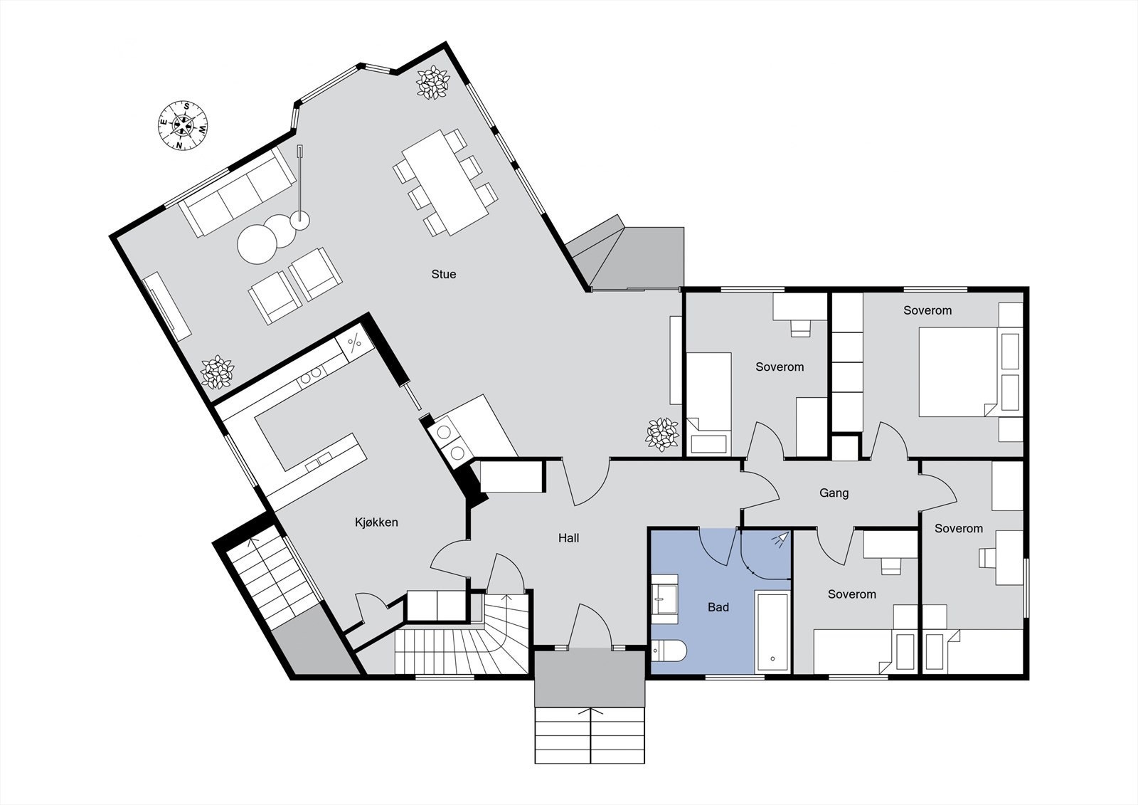 Plantegning 1. etasje/hovedetasje. Galleribilde
