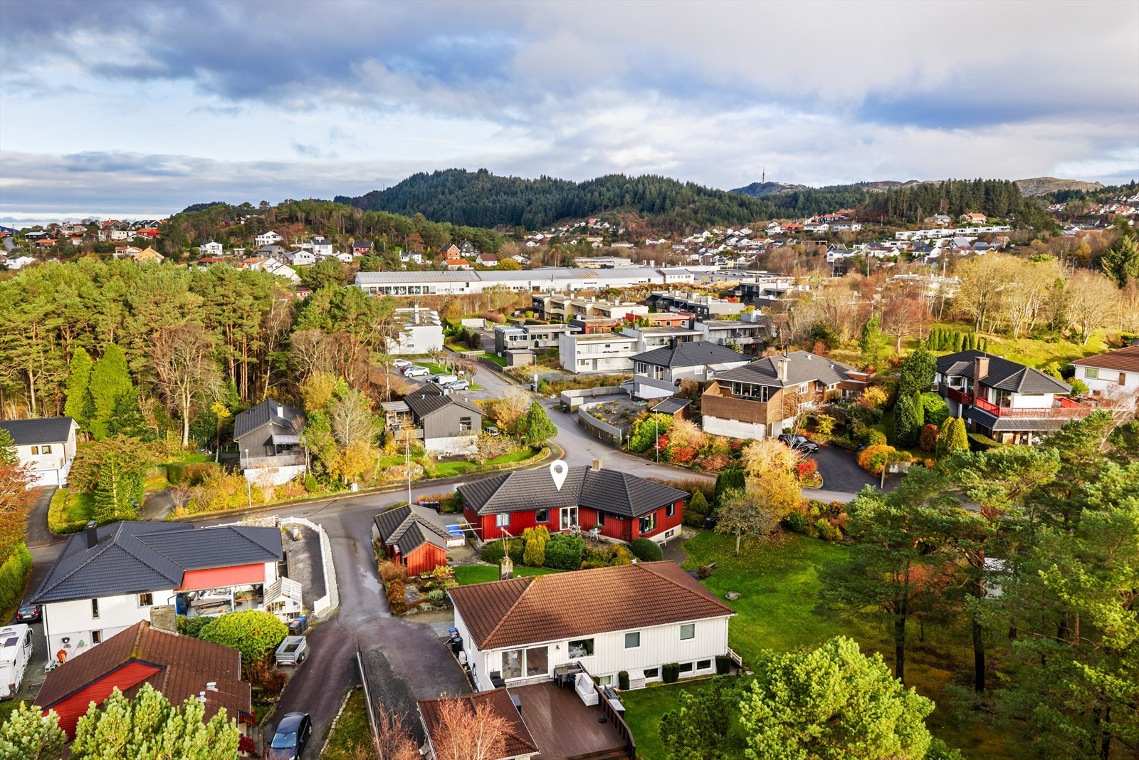 Etablert og trivelig nabolag bestående av enebolig- og rekkehusbebyggelse. Galleribilde