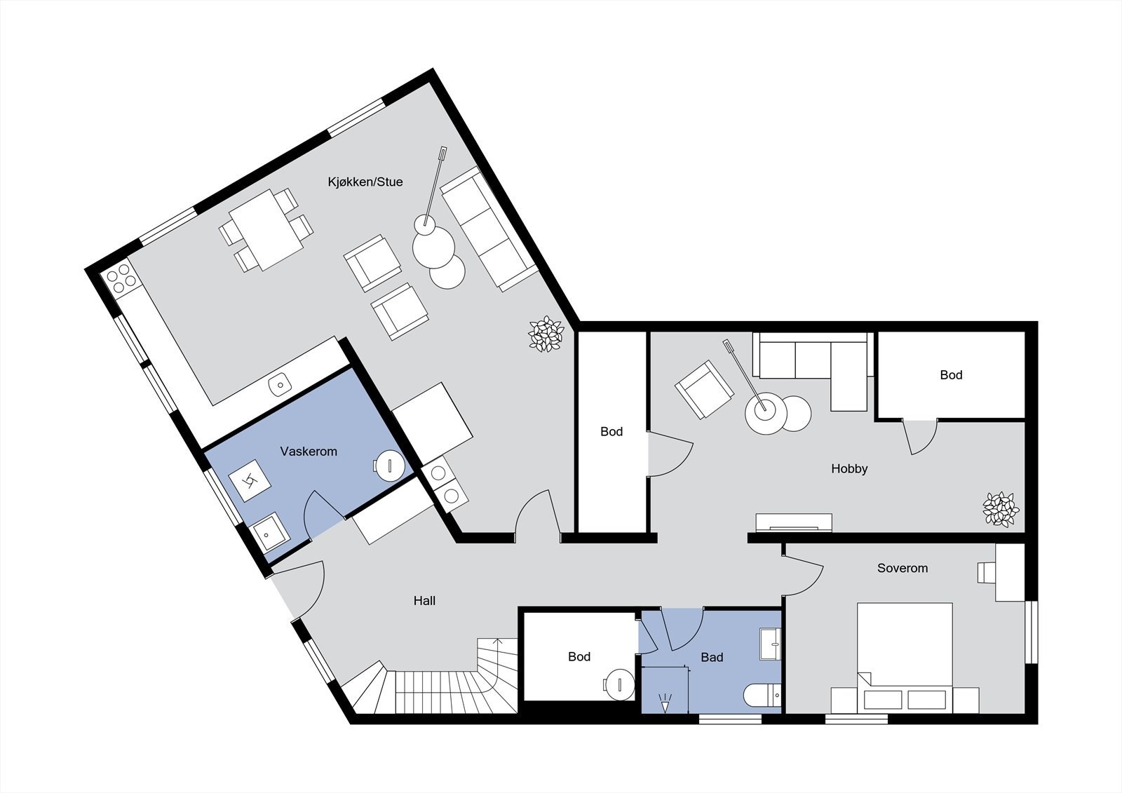 Plantegning kjelleretasje. Galleribilde