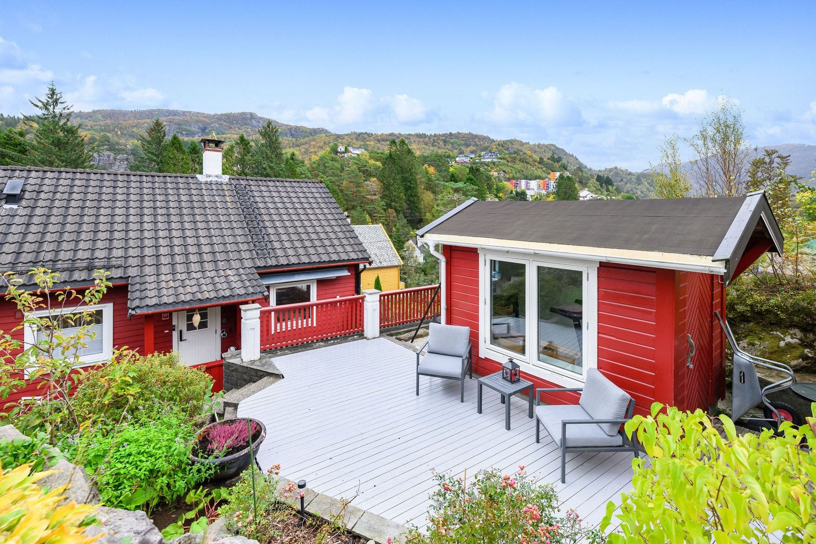 Uteplassen gir utmerkede muligheter til å nyte mange fine sommerdager. Galleribilde