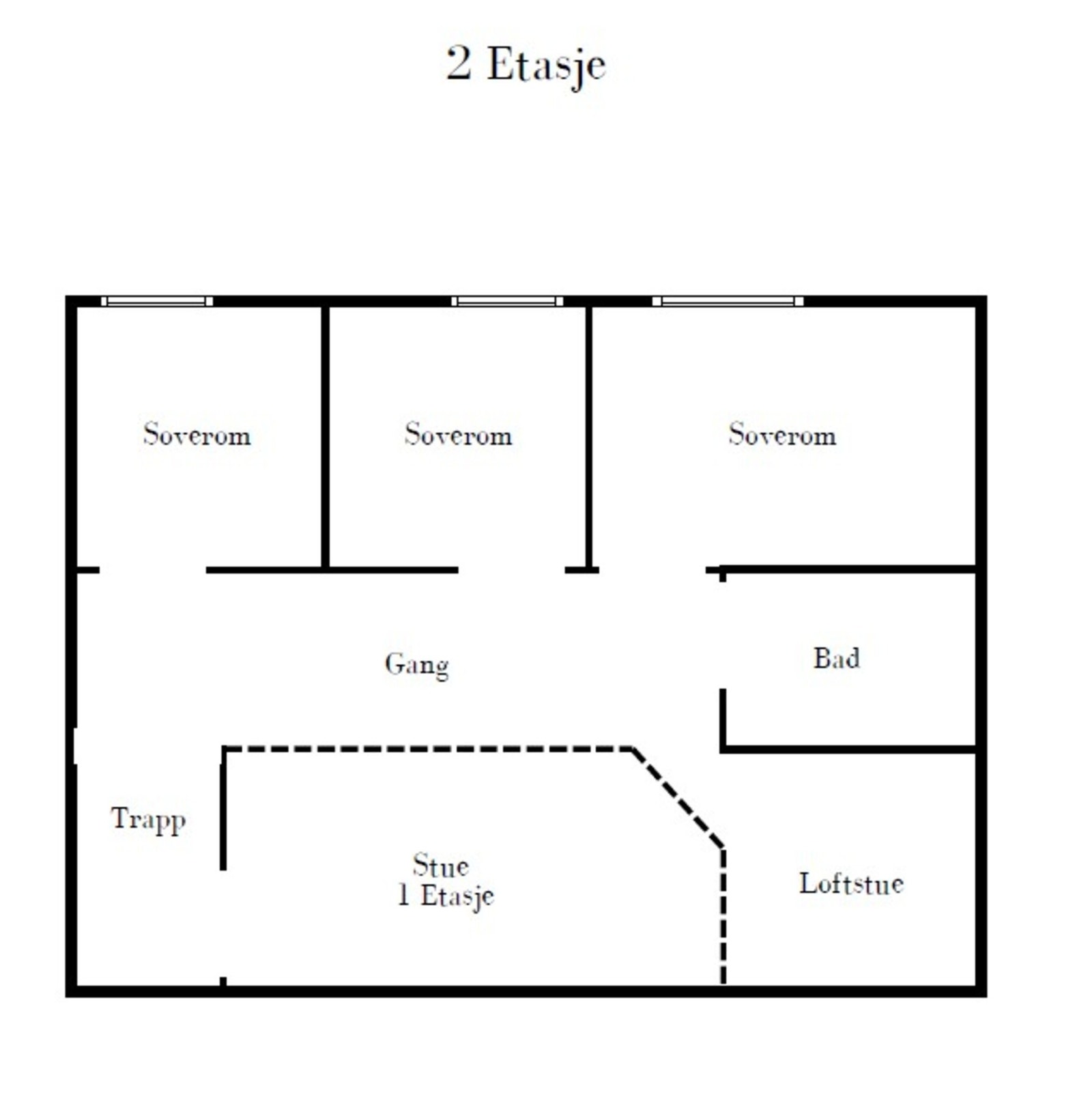 Plantegning av andre etasje. Galleribilde