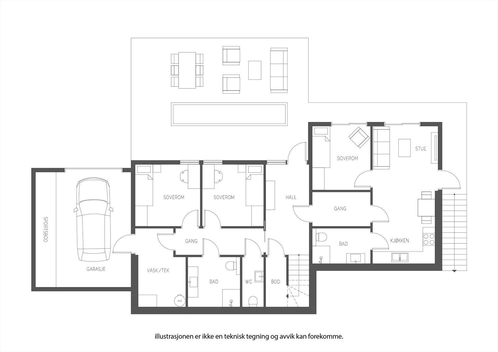 Plantegning 1. etasje Galleribilde