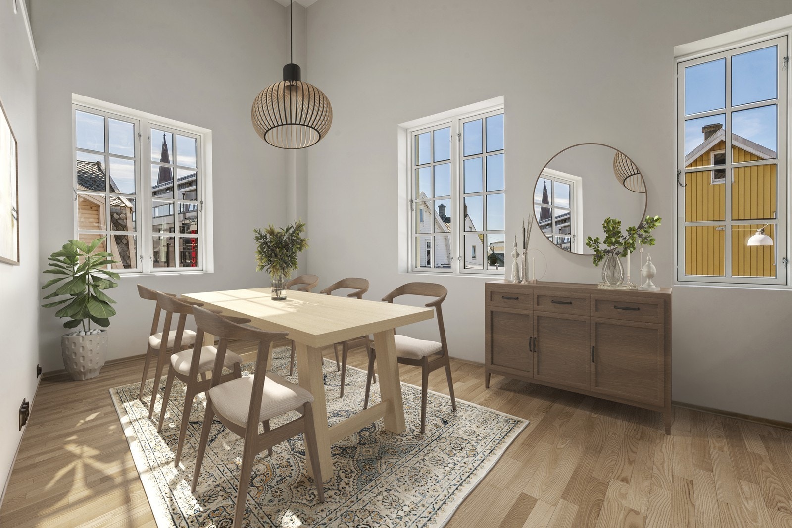 Møbler/lampe er digitalt insatt i bildet Galleribilde