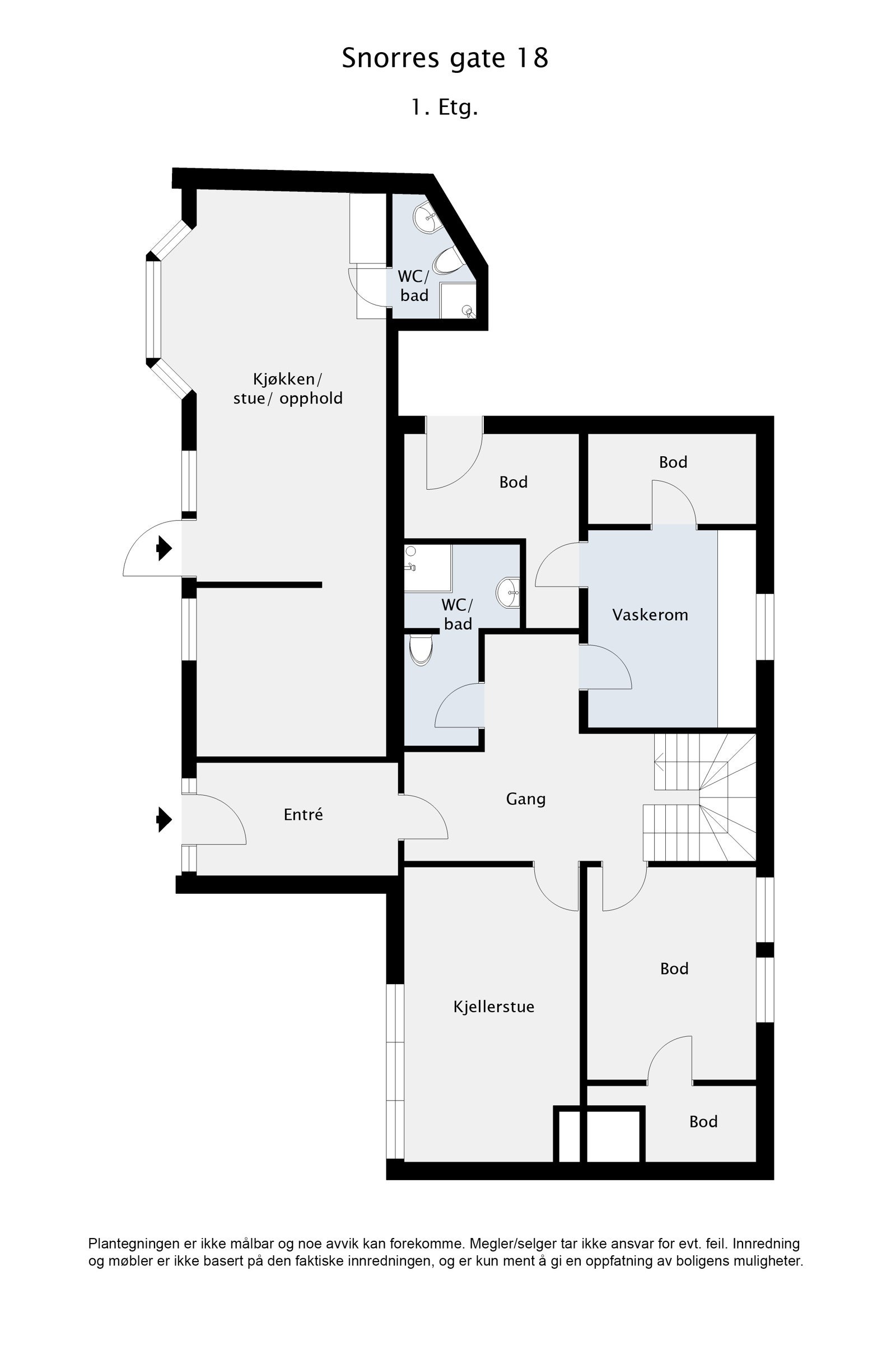 Plantegning 1. etasje Galleribilde