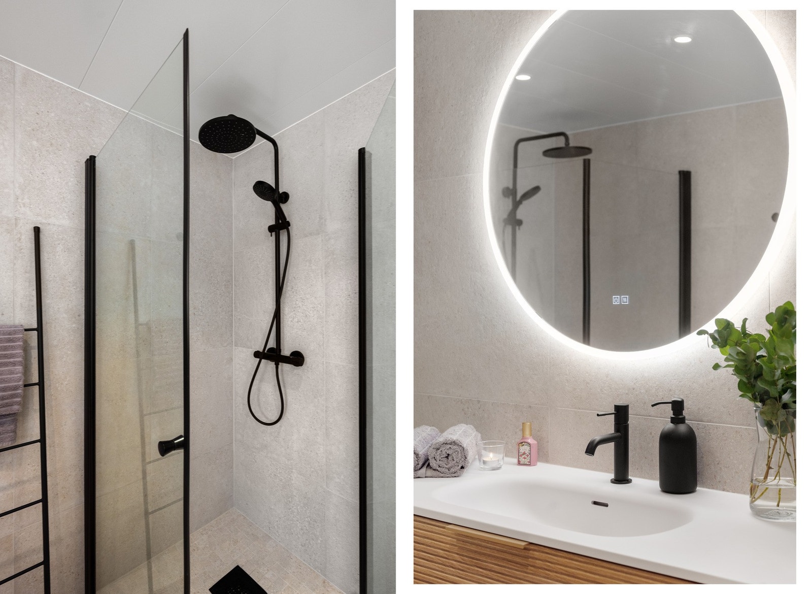 Sorte matte detaljer står i fin kontrast til det lyse interiøret Galleribilde