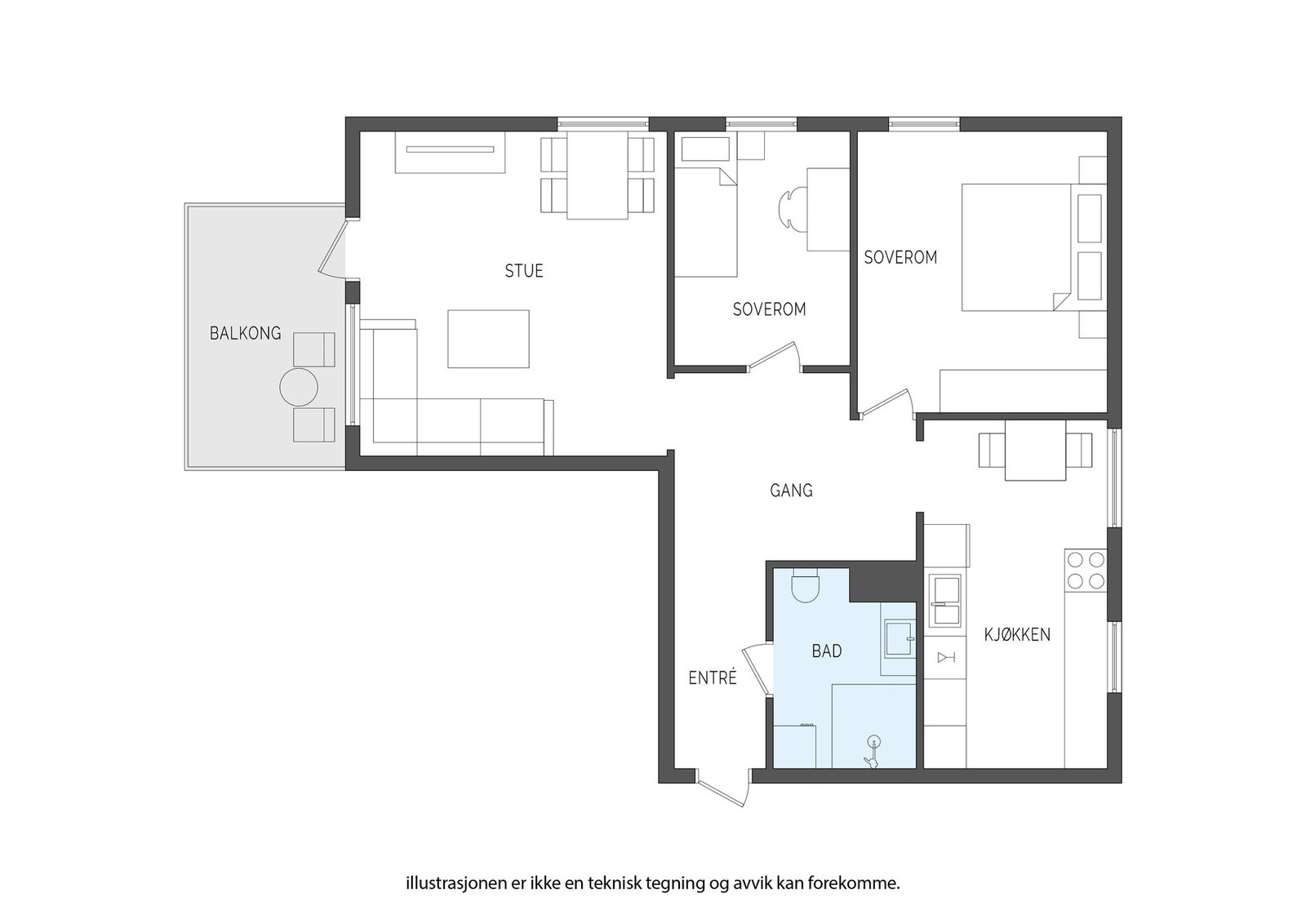 Planløsning illustrasjon Galleribilde