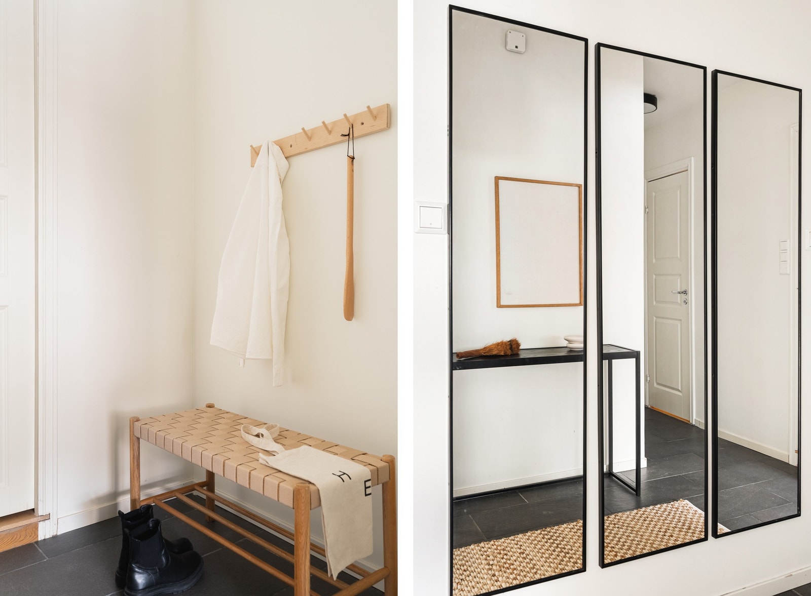 Her er det god plass til oppbevaringsløsninger til yttertøy og sko. Galleribilde