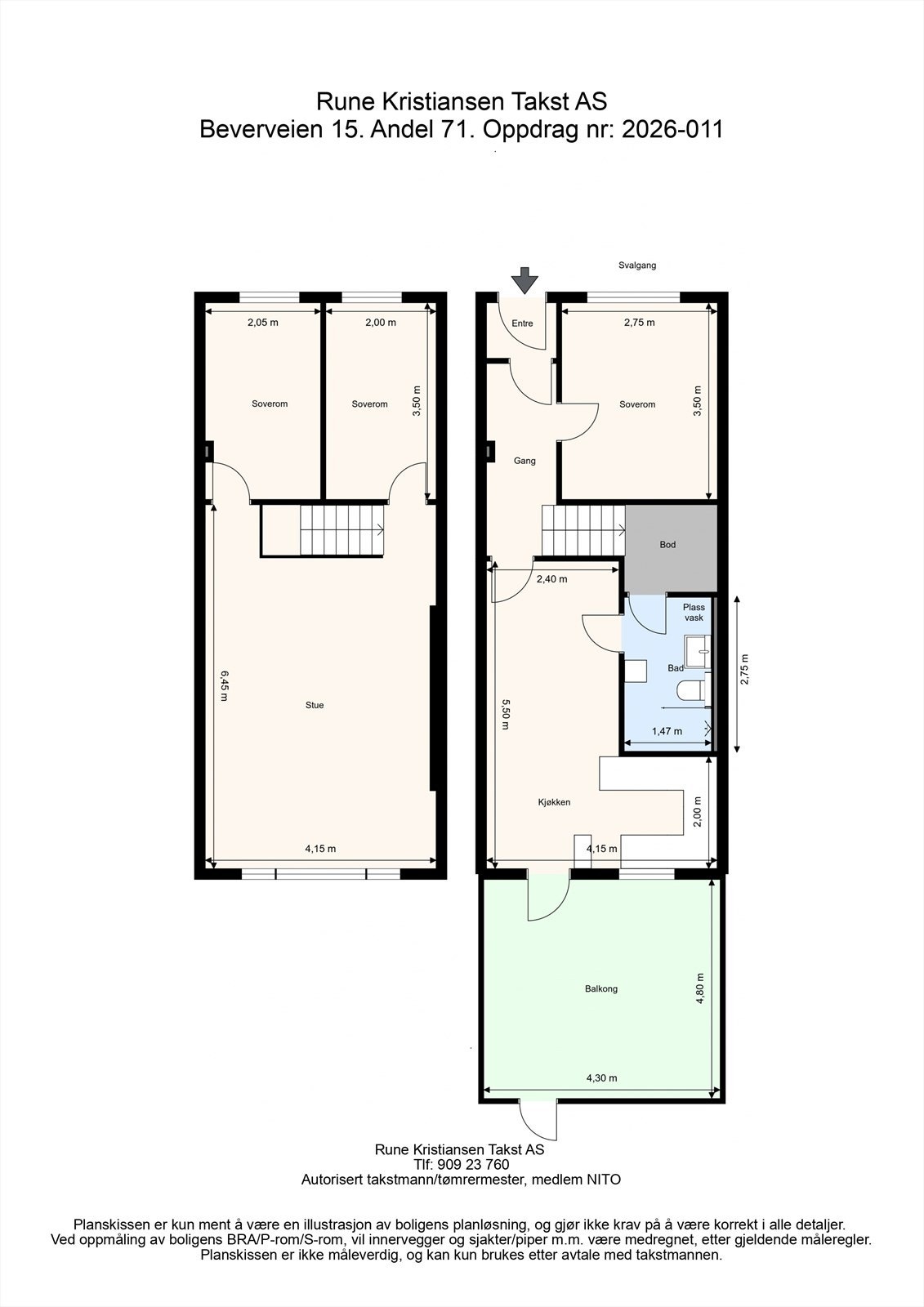 Leiligheten strekker seg over to plan. Galleribilde