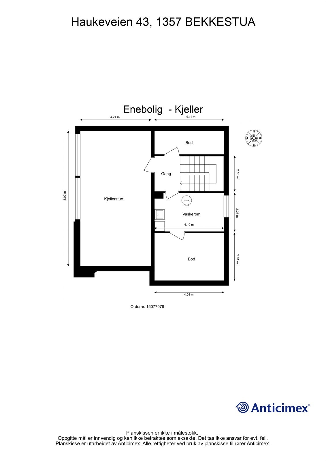Plantegning kjeller. Illustrasjonen er ikke i målestokk og avvik kan forekomme. Galleribilde