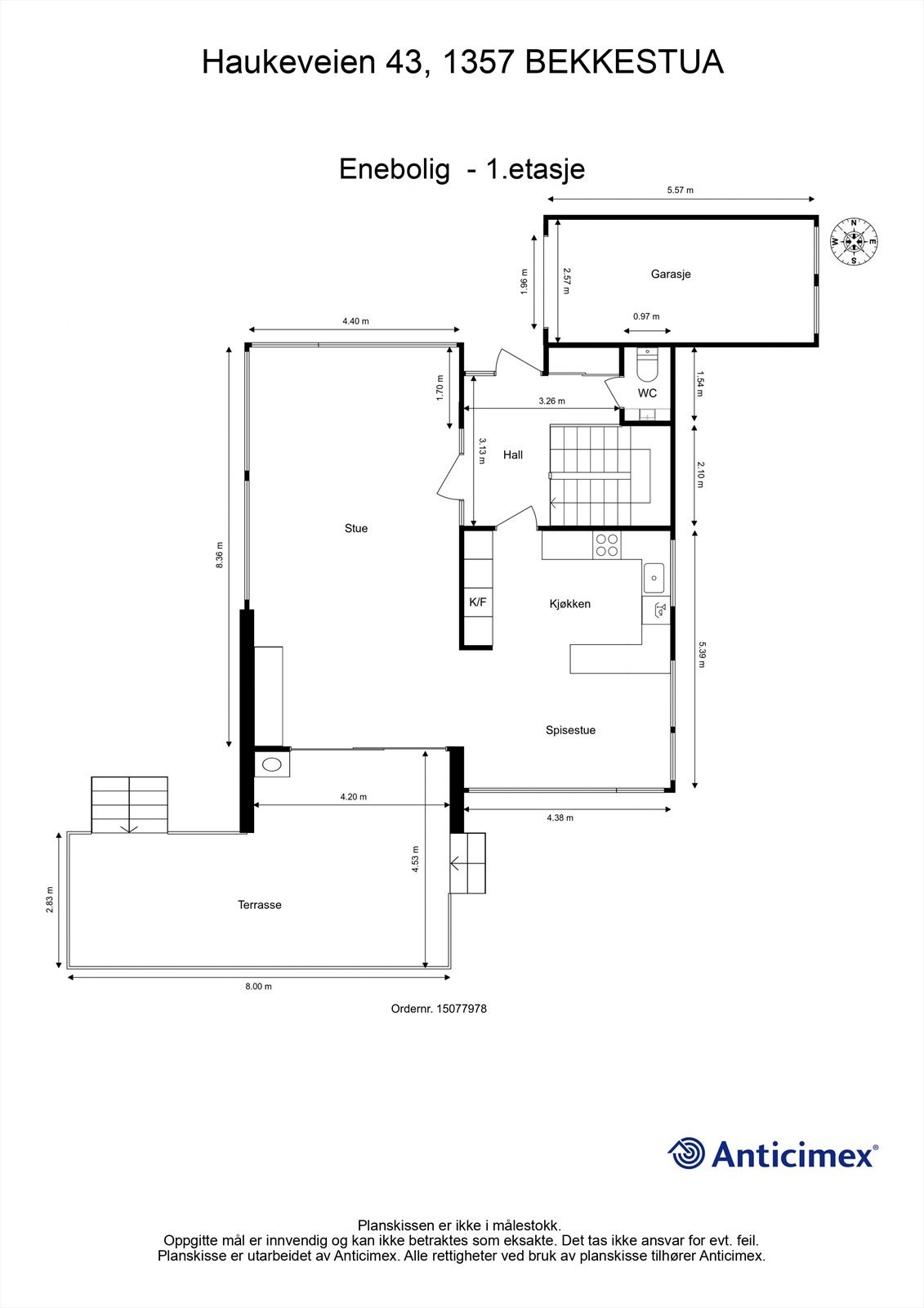 Plantegning 1. etasje. Illustrasjonen er ikke i målestokk og avvik kan forekomme. Galleribilde