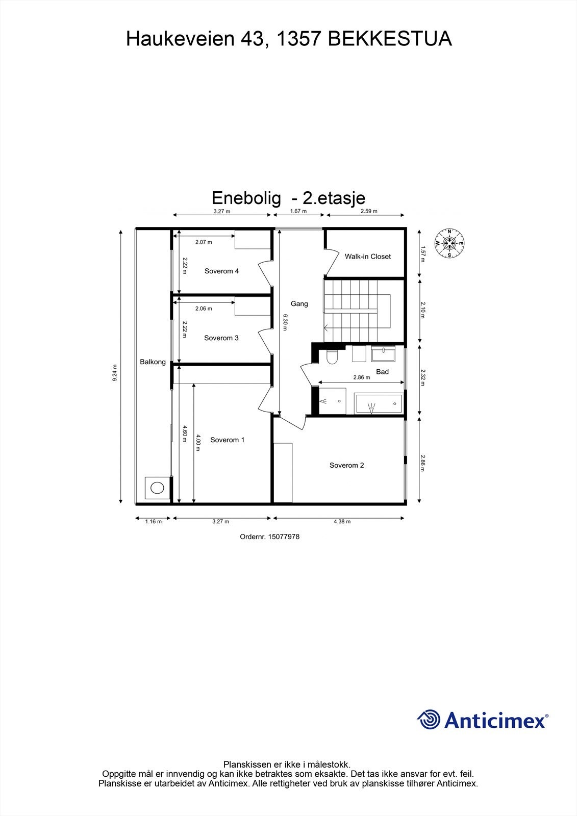 Plantegning 2. etasje. Illustrasjonen er ikke i målestokk og avvik kan forekomme. Galleribilde