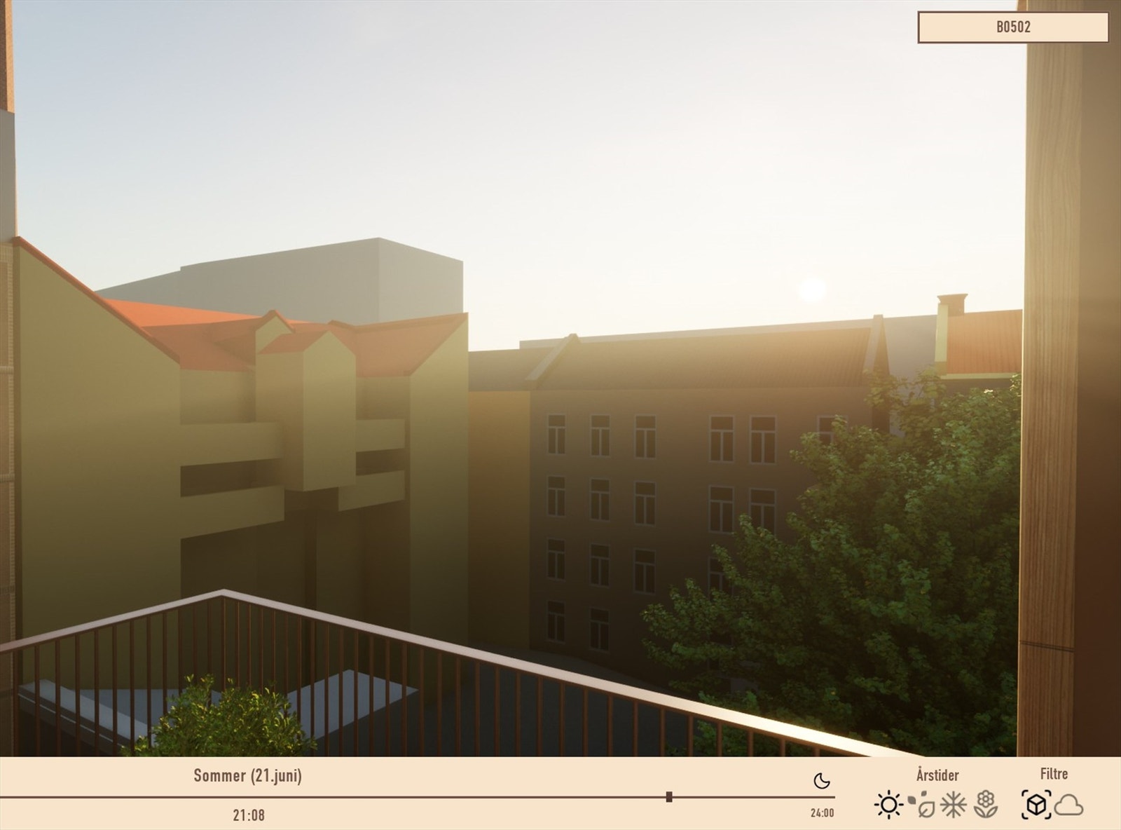 Illustrasjon | Kveldssol. Hentet fra utbyggers simulator. Avvik kan forekomme. Galleribilde