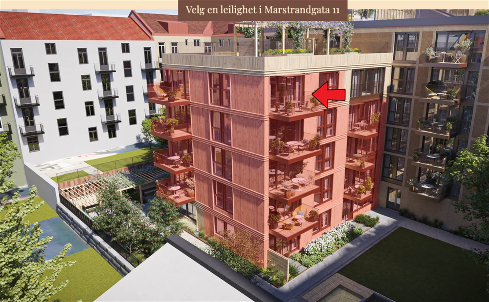 Illustrasjon | Leilighetens beliggenhet i øverste boligetasje. Hentet fra Utbyggers boligvelger. Galleribilde