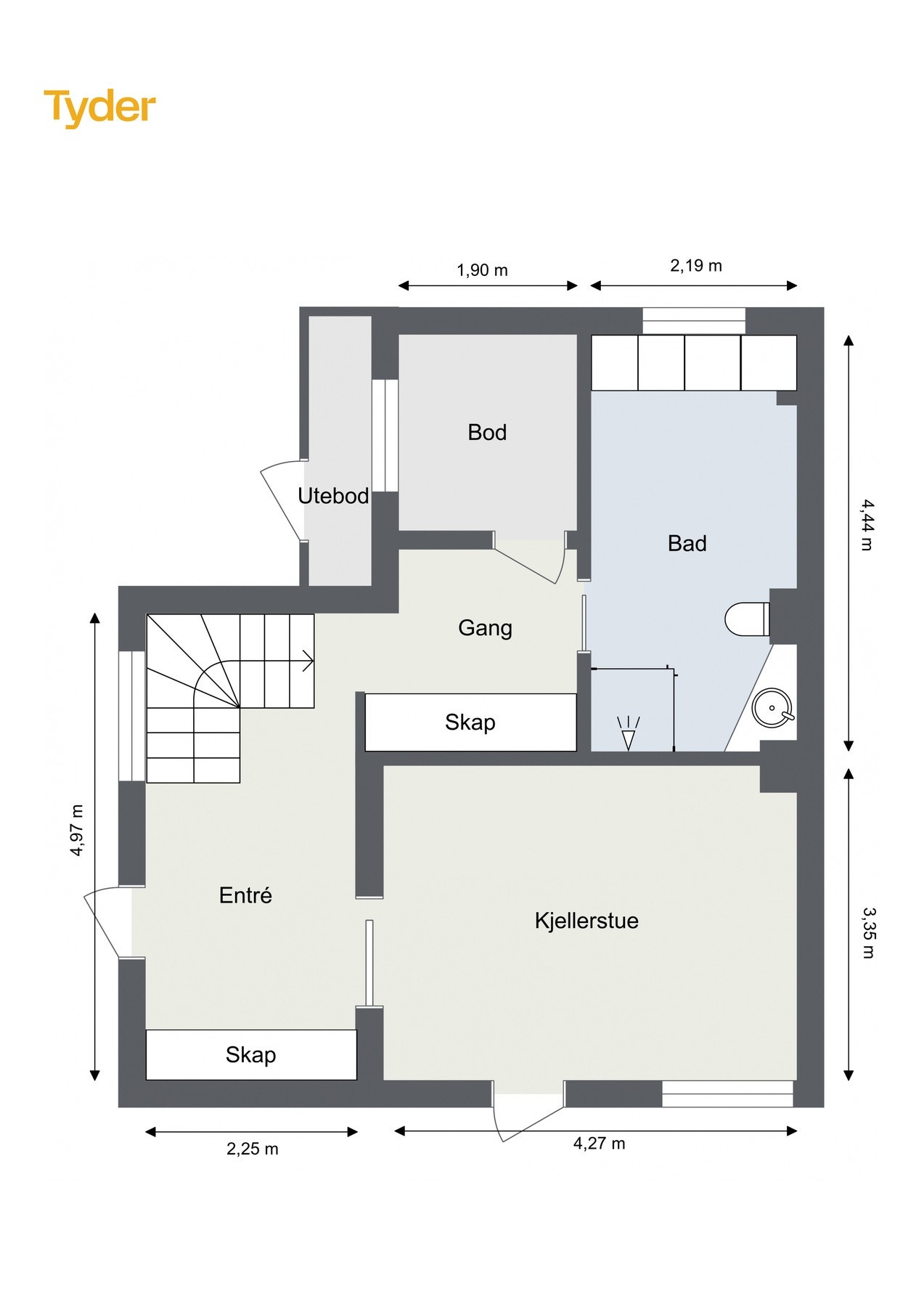 Plantegning - Underetasje. Galleribilde