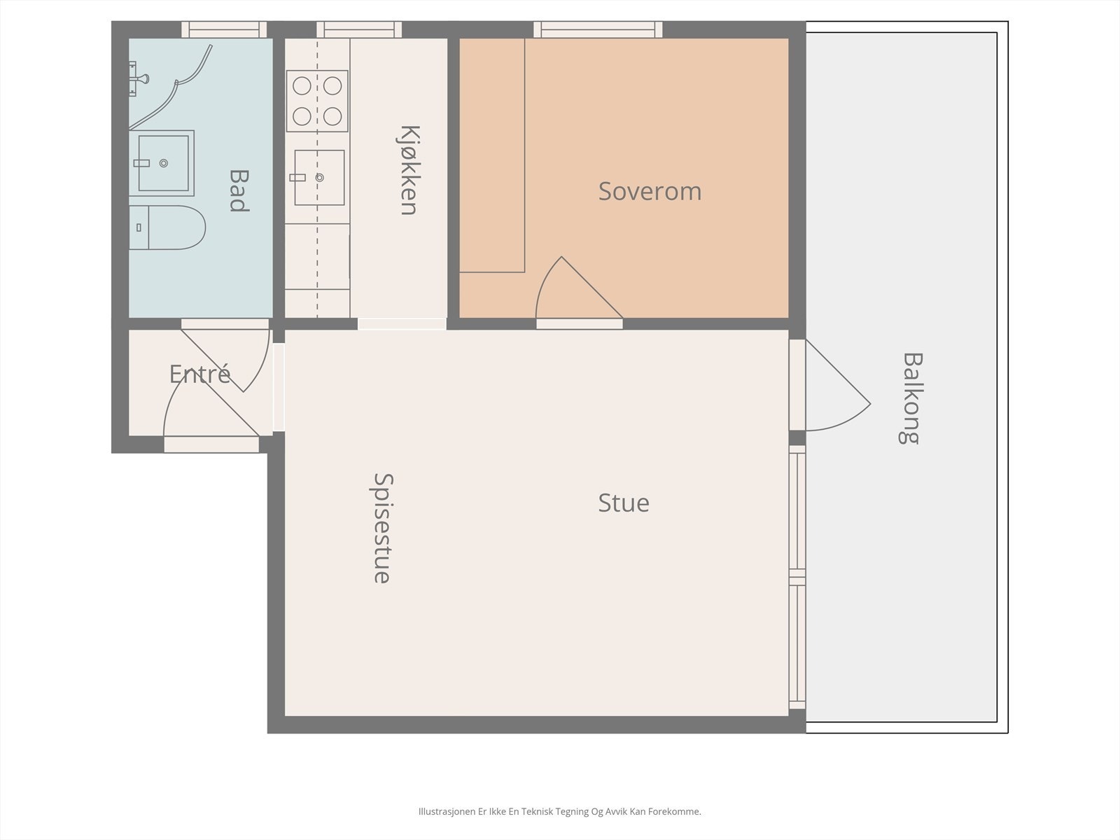 Plantegning av leiligheten i 2.etasje. Galleribilde