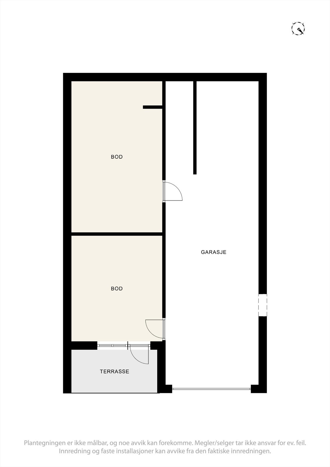 Underetasjen inneholder en romslig garasje, boder og utgang til terrasse. Galleribilde