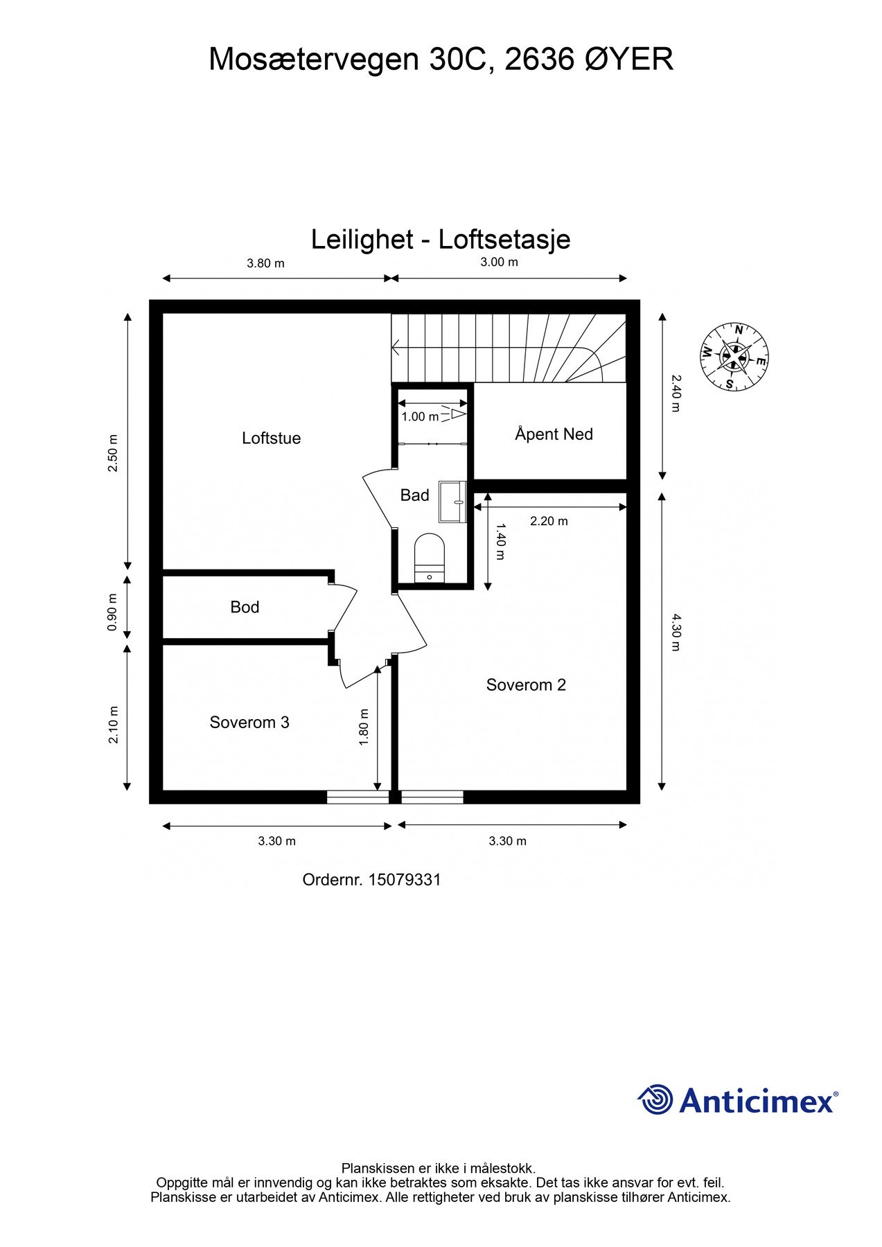 Plantegning loftsetasje. Galleribilde