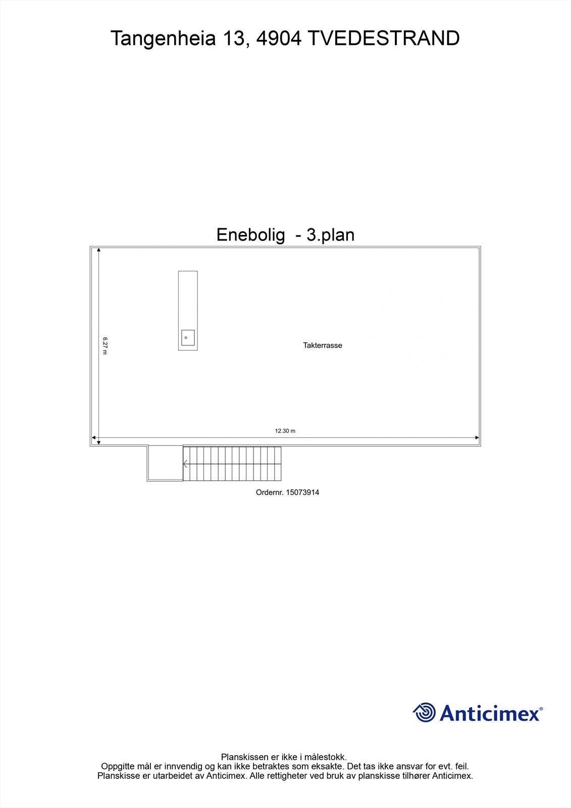 Plantegning-Enebolig - Takterrasse/3. etasje Galleribilde