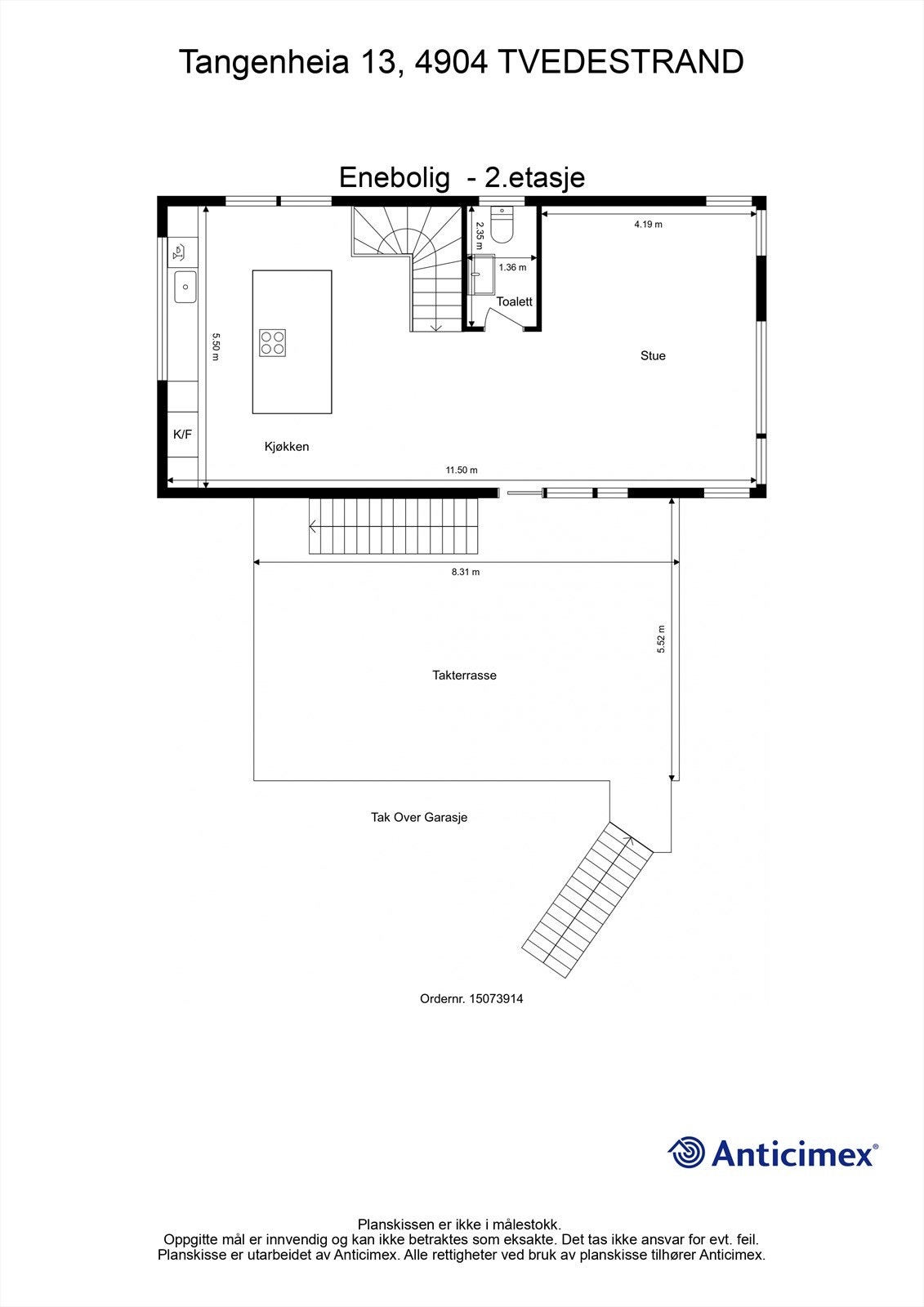 Plantegning-Enebolig - 2.etasje Galleribilde