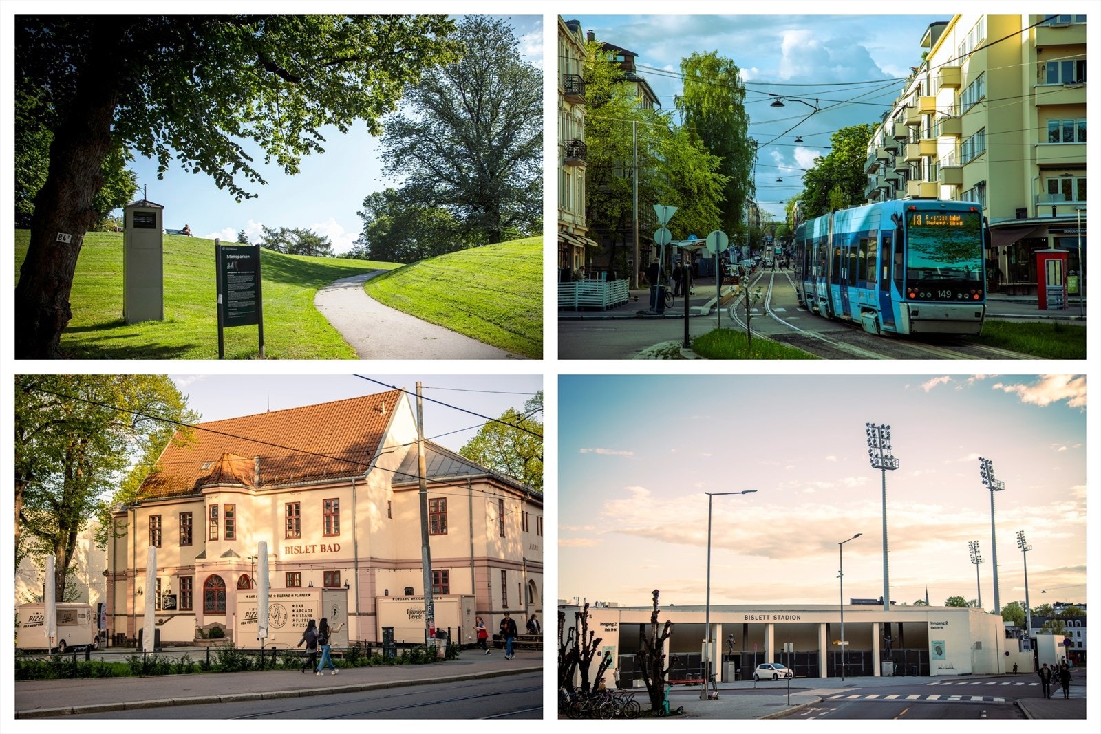 Bislett like utenfor døren med Bislett stadion, kafeer og grønne lunger Galleribilde