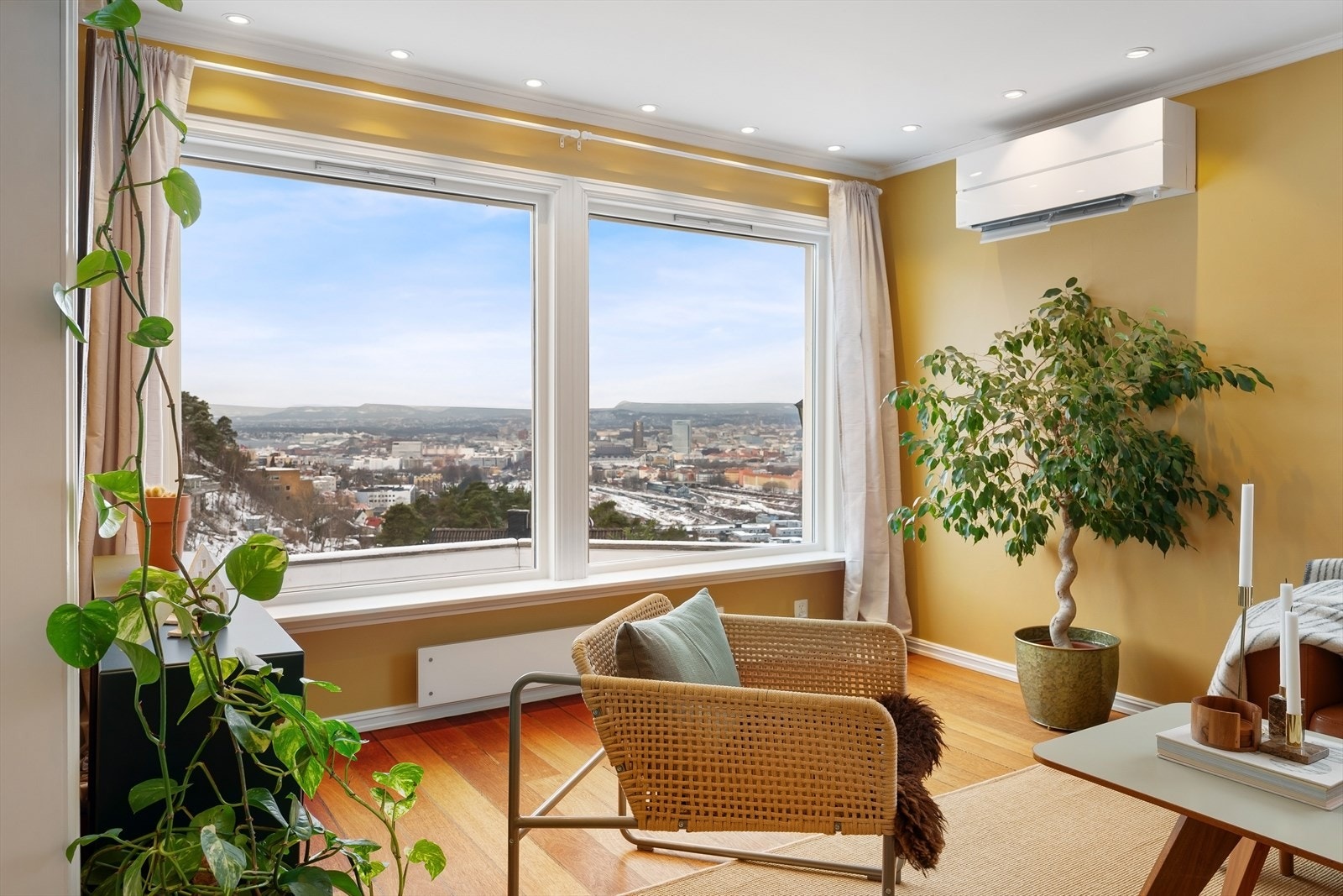 Varmepumpe og peis i hovedetasjen Galleribilde