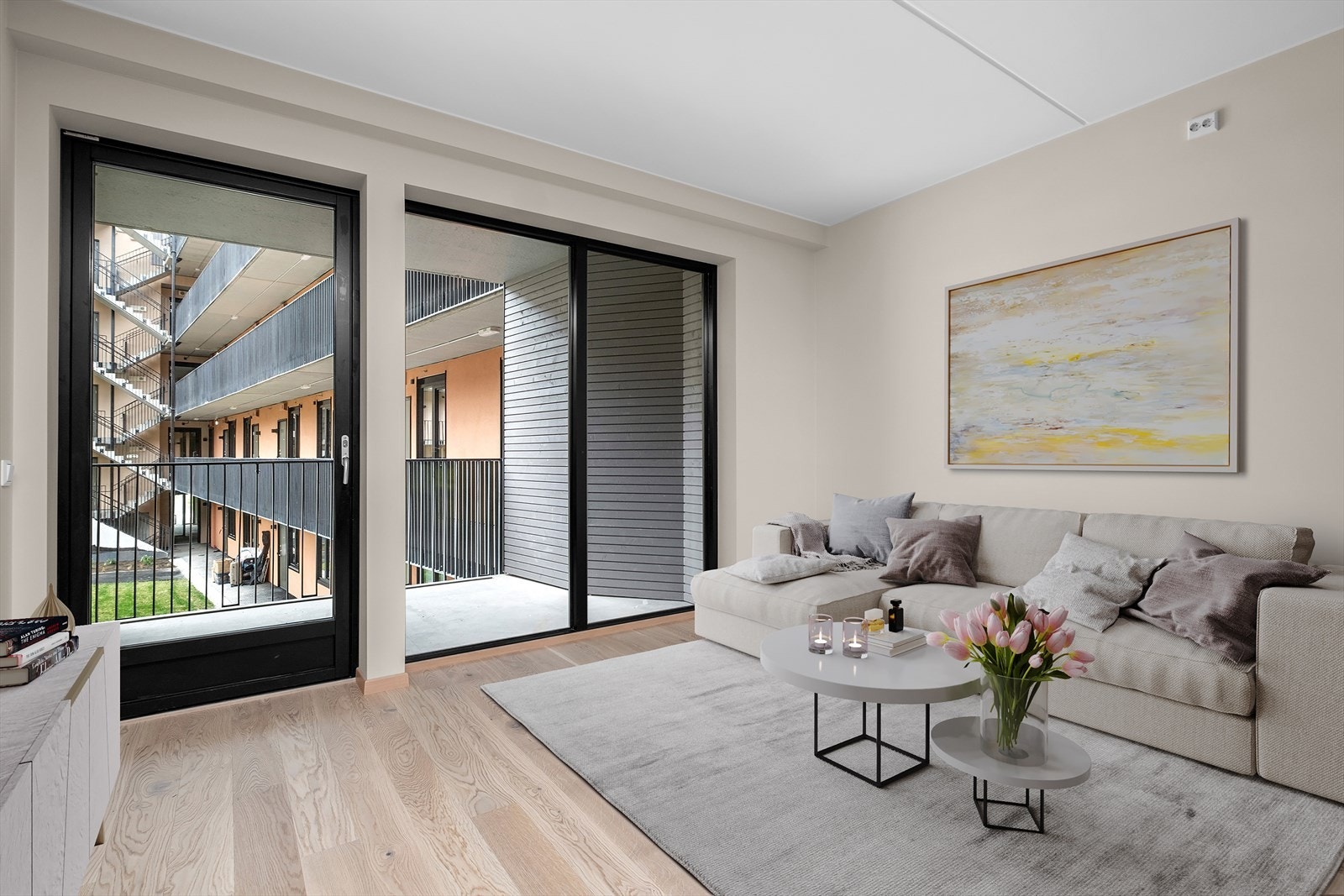 Borettslaget har IN-ordning, noe som gjør det mulig å betale ned fellesgjelden. Dersom fellesgjelden innfris går felleskostnadene betydelig ned. (Digital møblering). Galleribilde