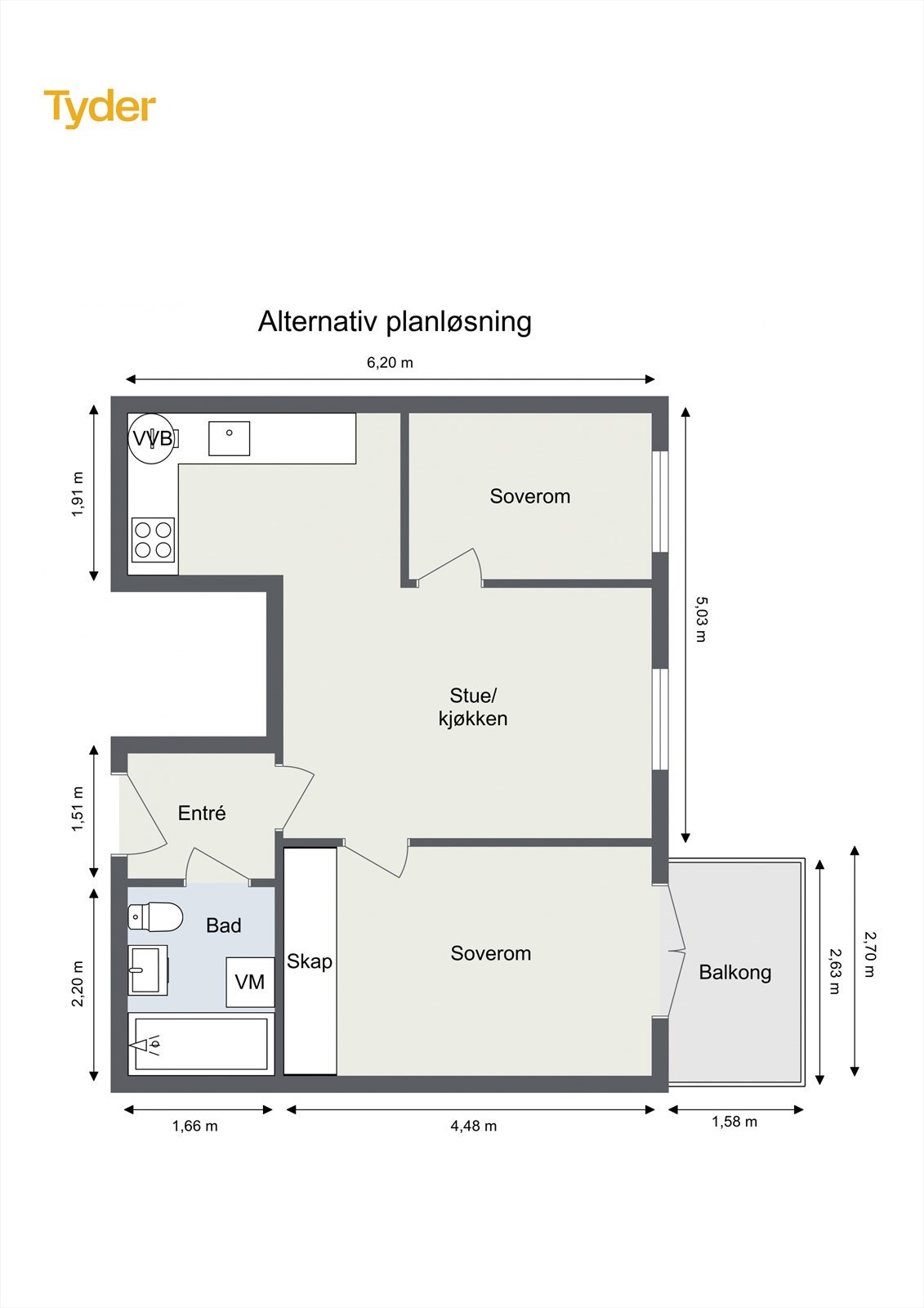 Alternativ planløsning. Galleribilde