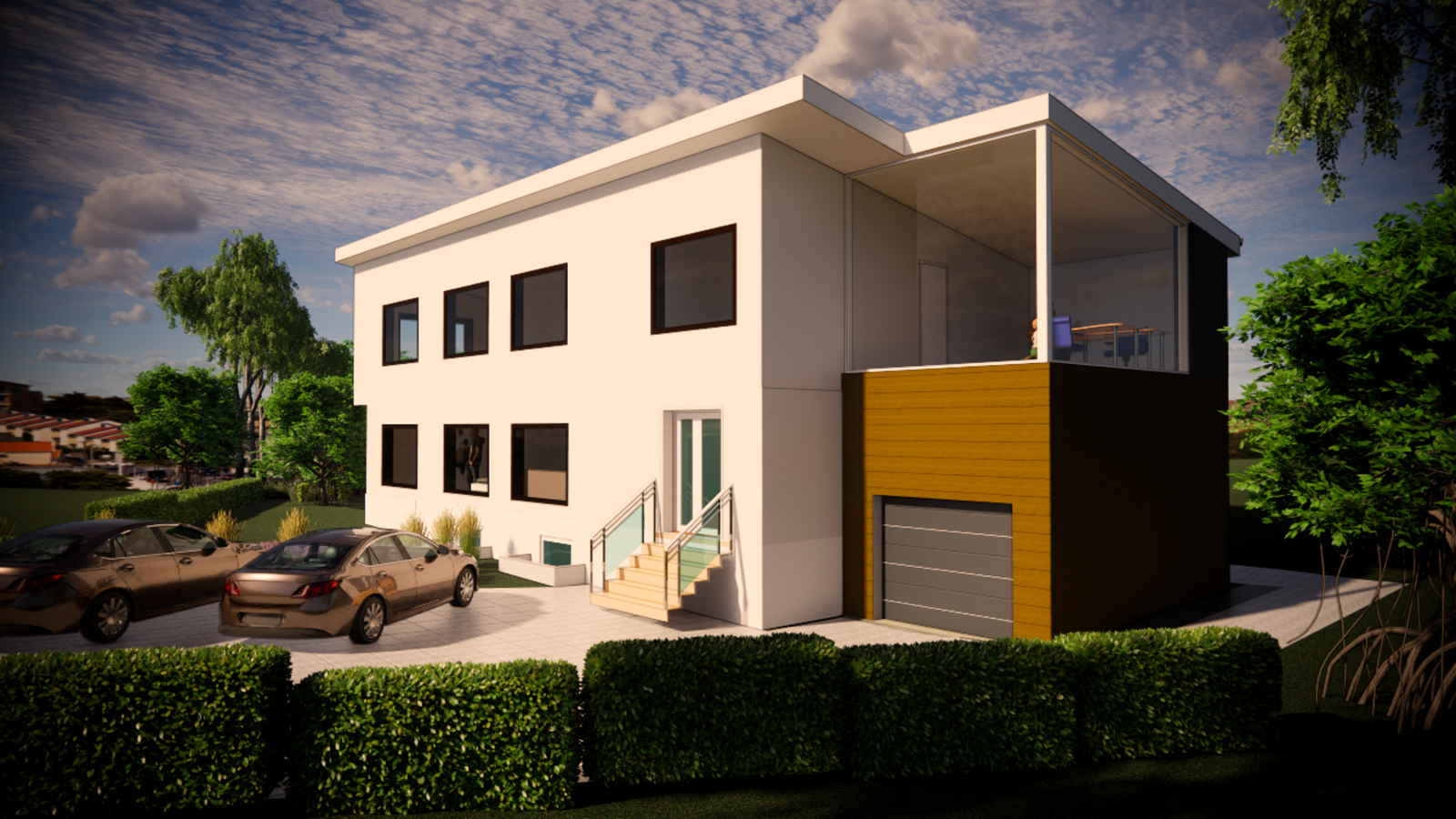 Illustrasjonen er en visualisering av tiltak det er gitt ramme- og igangsettingstillatelse for. Eiendommen selges som boligtomt med påstående bygningsmasse. Tiltaket er ikke ferdigstilt. Endelig utførelse, materialvalg og tekniske løsninger kan avvike. Galleribilde