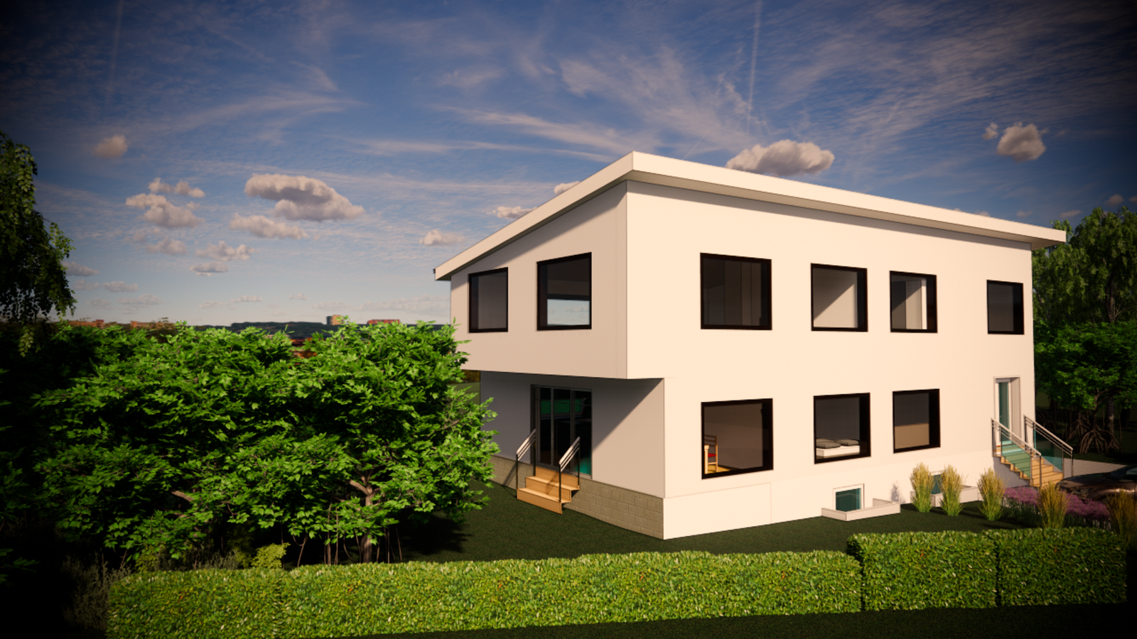 Illustrasjonen er en visualisering av tiltak det er gitt ramme- og igangsettingstillatelse for. Eiendommen selges som boligtomt med påstående bygningsmasse. Tiltaket er ikke ferdigstilt. Endelig utførelse, materialvalg og tekniske løsninger kan avvike. Galleribilde