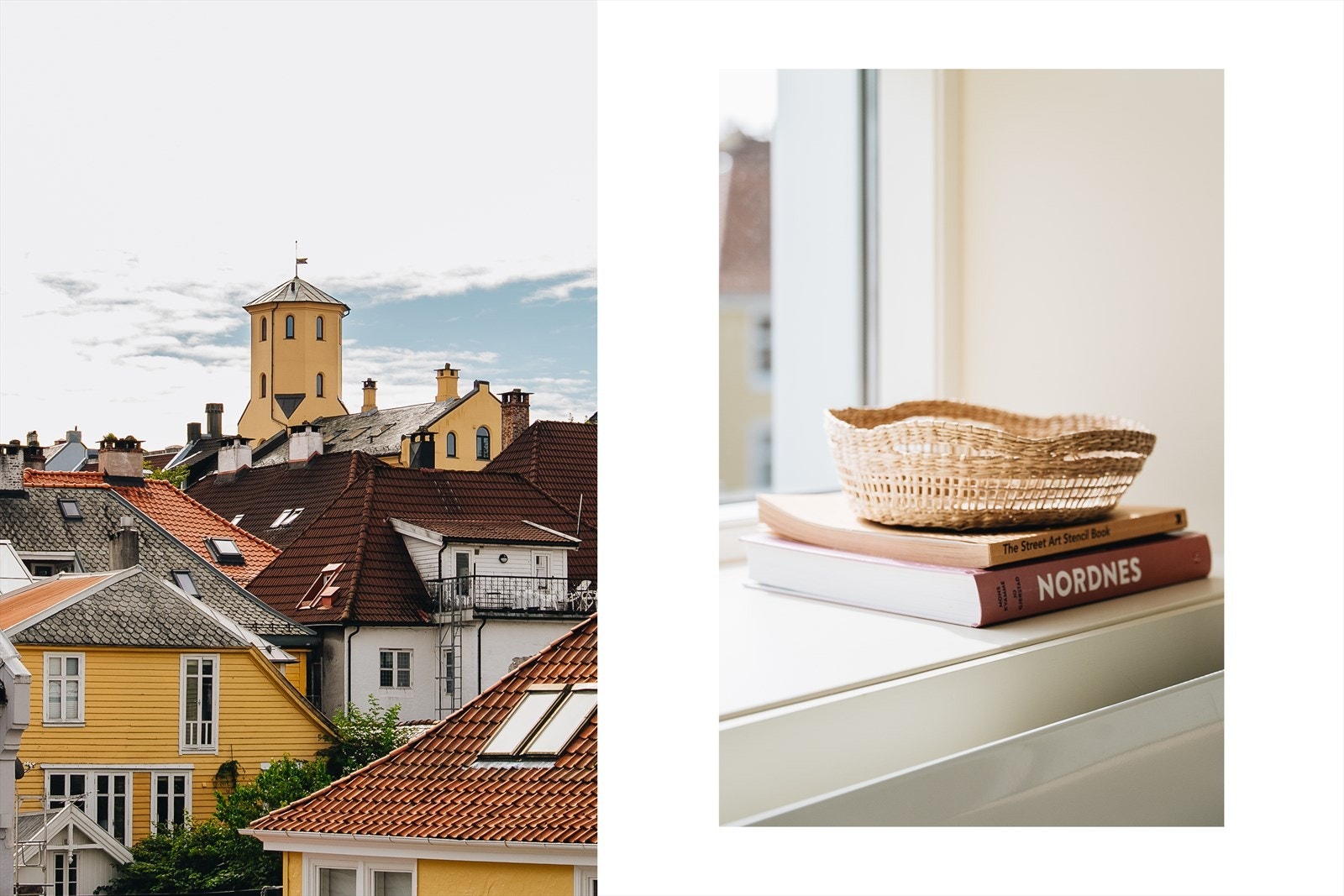 Utsikt over takene på Nordnes, sett fra stuevindu. Galleribilde