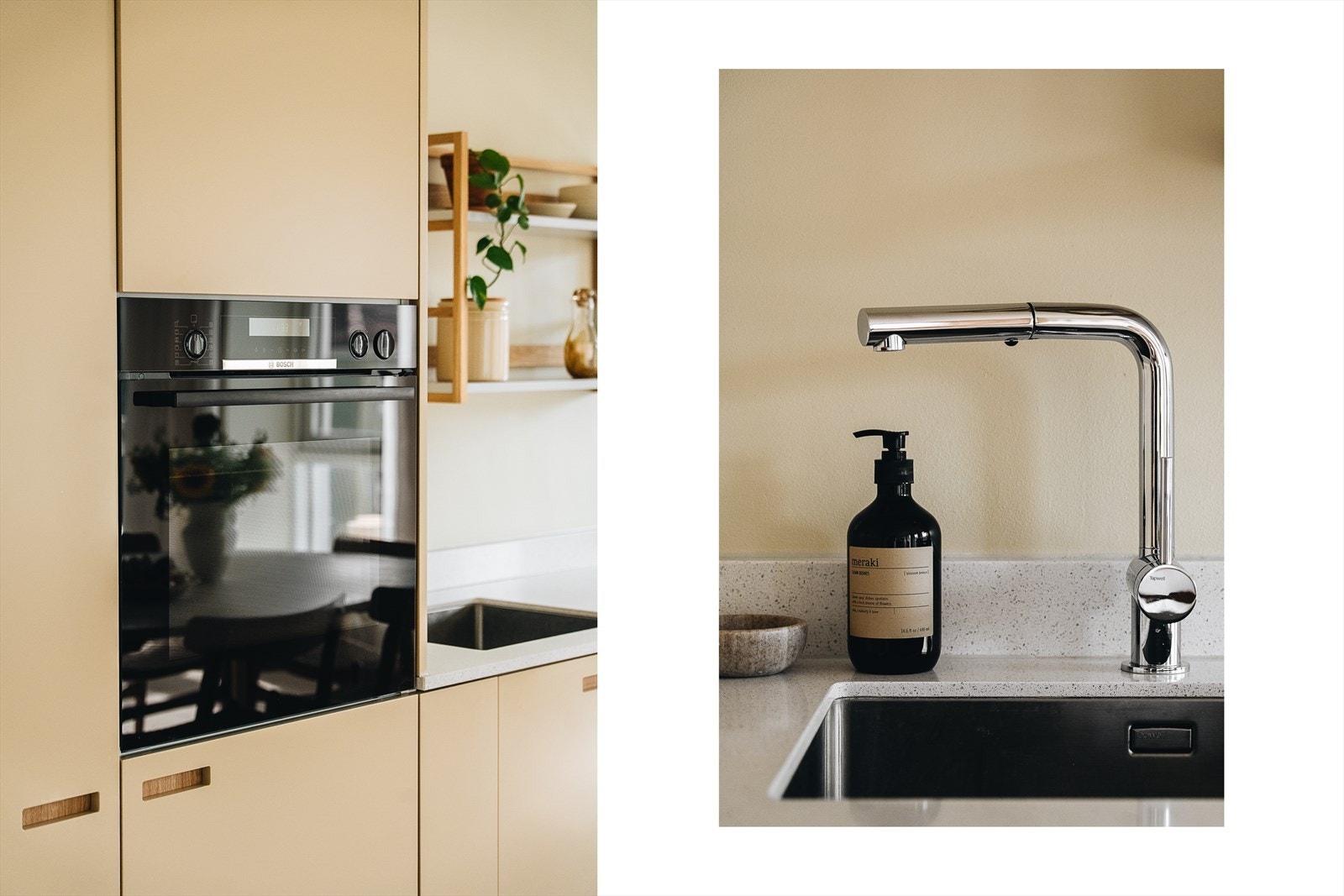 Kjøkkenet er utstyrt med integrert stekeovn med damp og moderne blandebatteri og vask fra Tapwell. Galleribilde