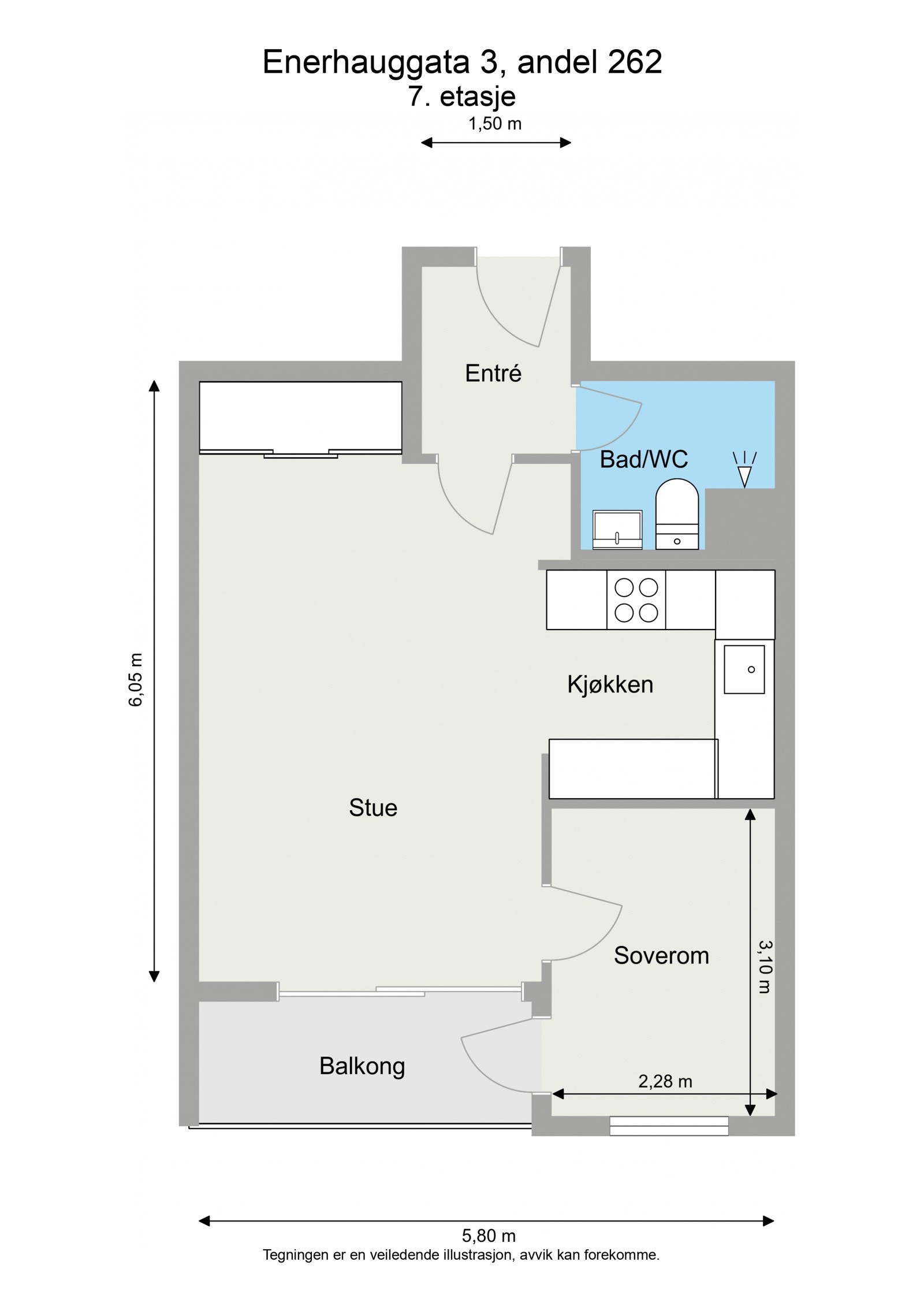 Enerhauggata 3, andel 262 - 2D - 7. etasje - Letterhead Galleribilde