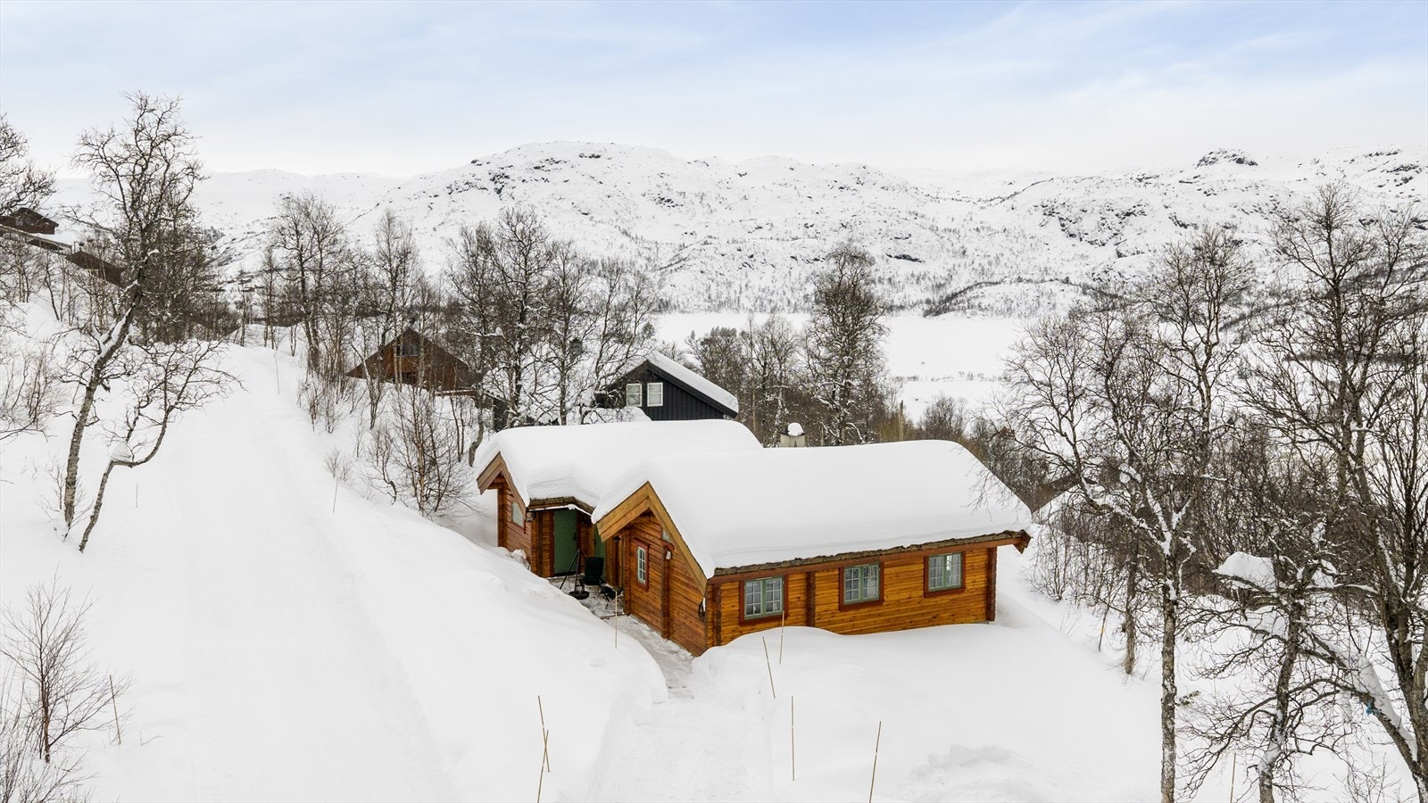 Hytten har fri og vakker utsikt mot fjellene og området! Galleribilde