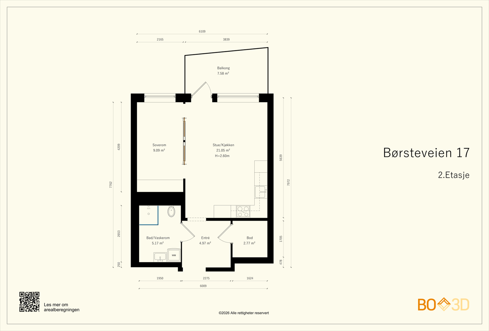 Leiligheten byr på flere gode kvaliteter med effektiv planløsning. Galleribilde