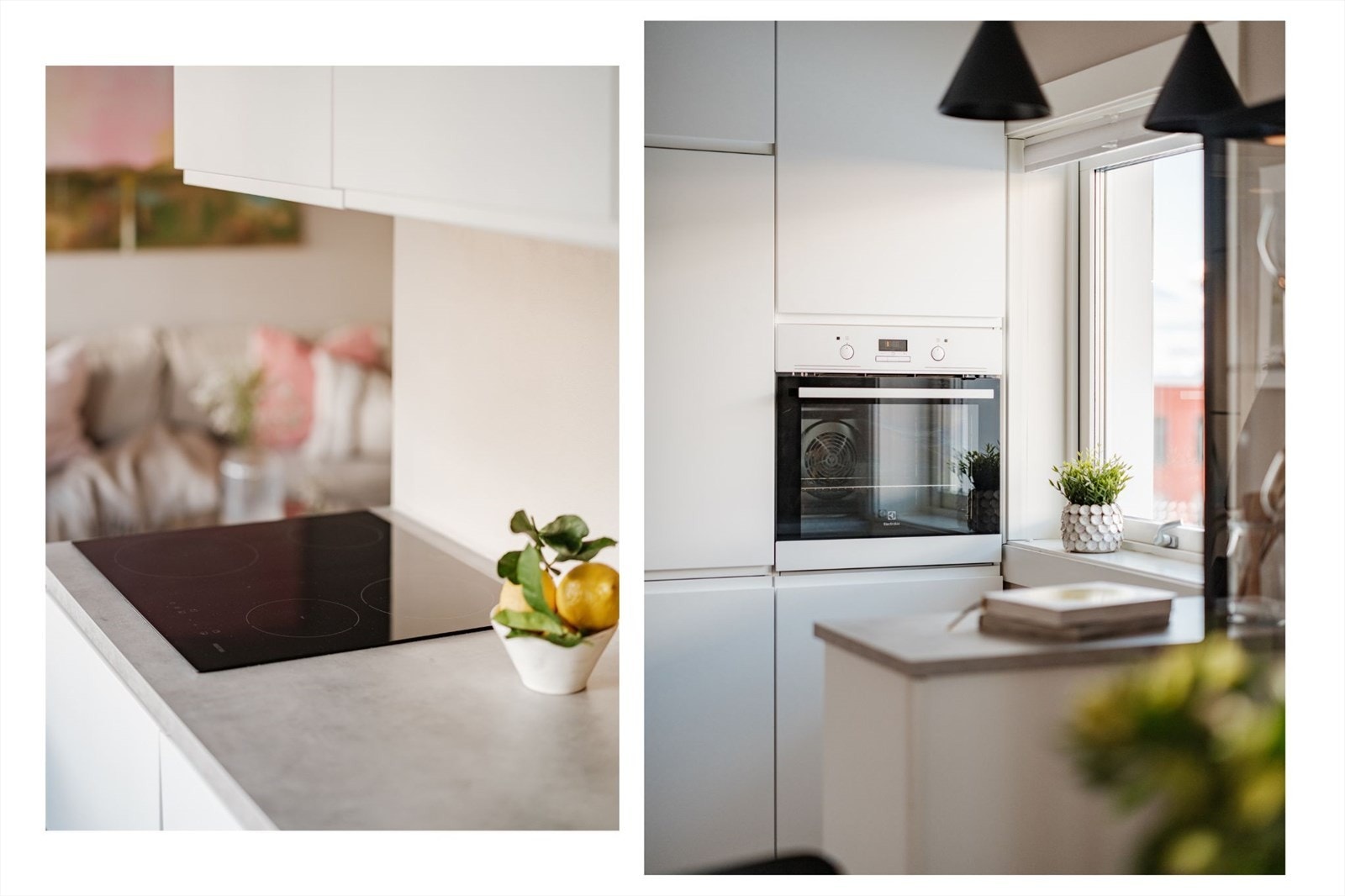 Integrerte hvitevarer som stekeovn, platetopp, oppvaskmaskin og kjøl/frys. Galleribilde