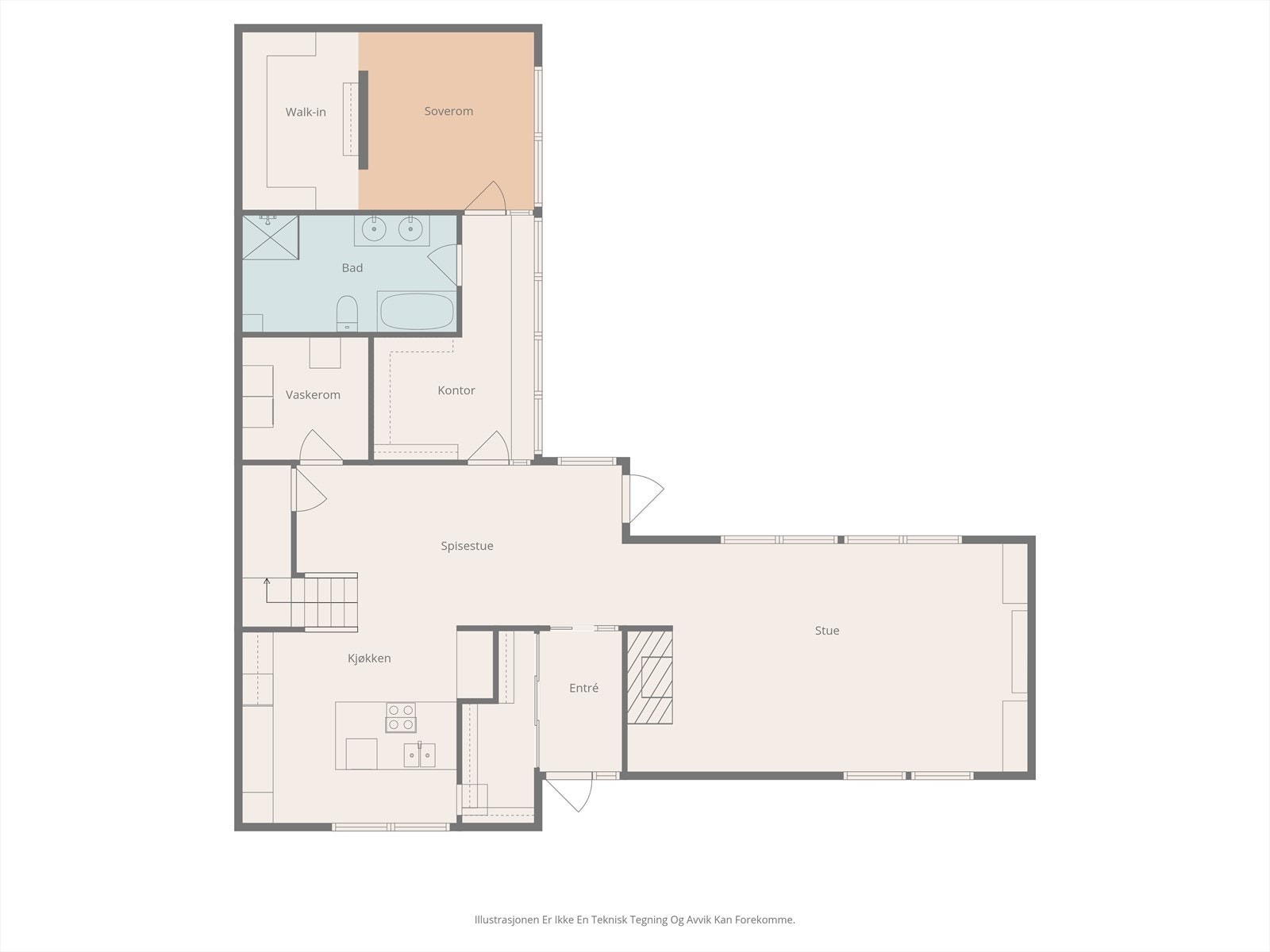 Plantegning, 1.etasje. Galleribilde