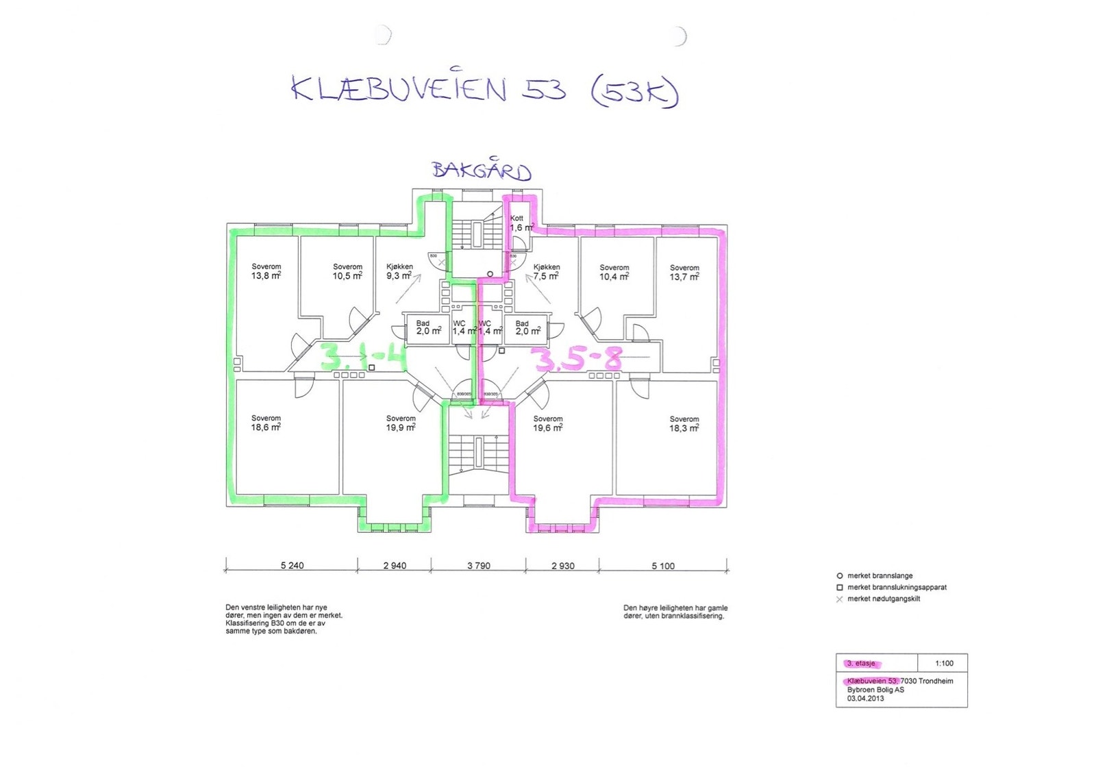 Leiligheten i 3. etg. er merket 3.1-4 på plantegningen. Galleribilde