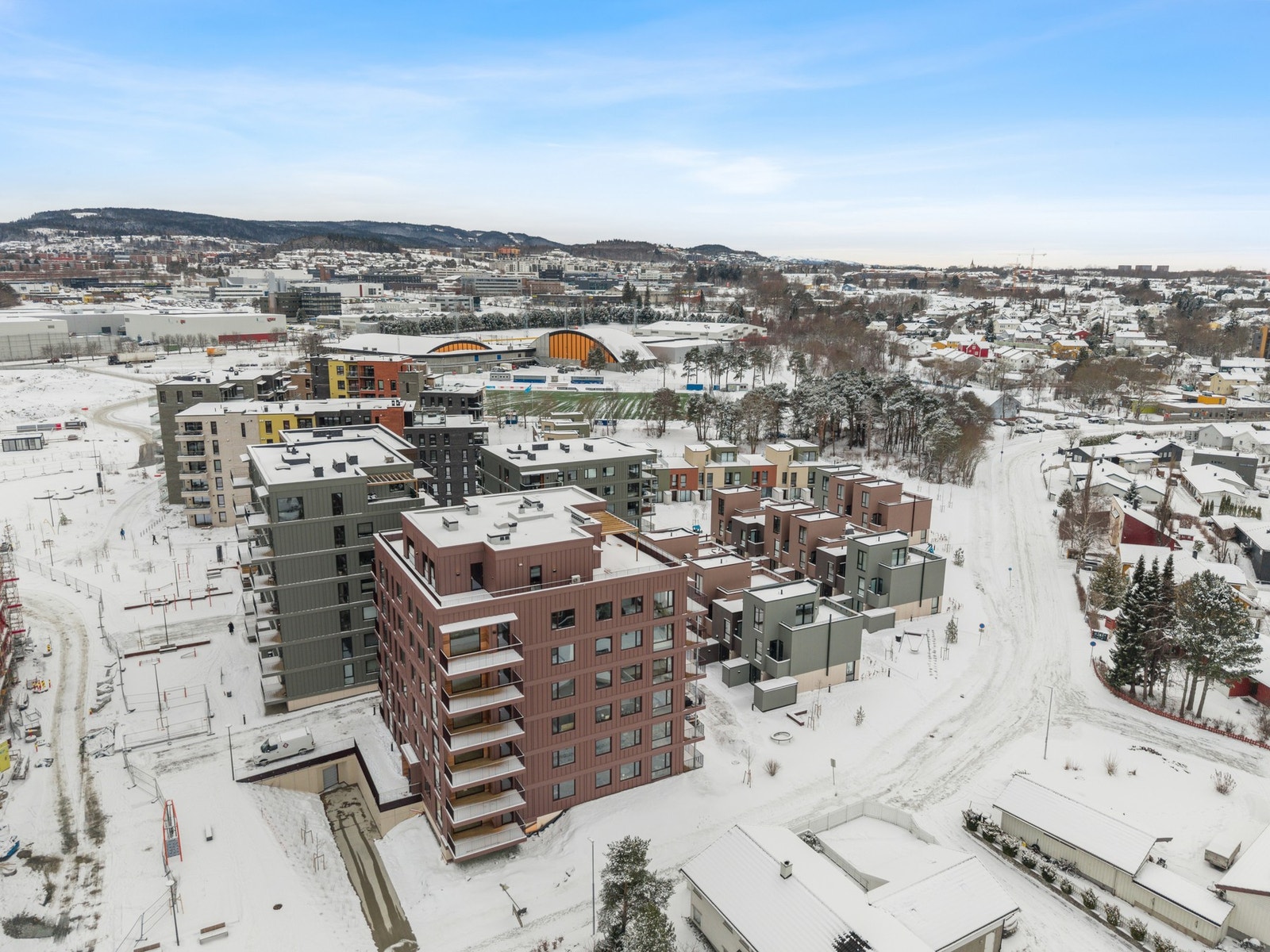 Nyoppført nabolag med sentral plassering på Leangen. Galleribilde
