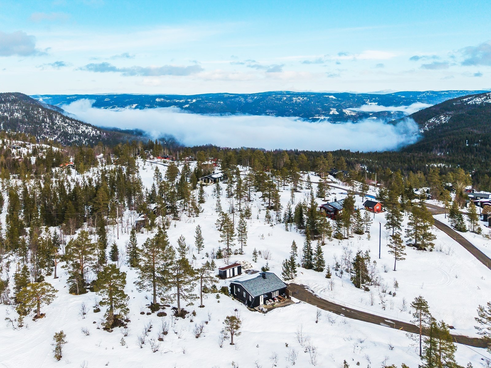 Bilvei helt frem til hytteveggen Galleribilde