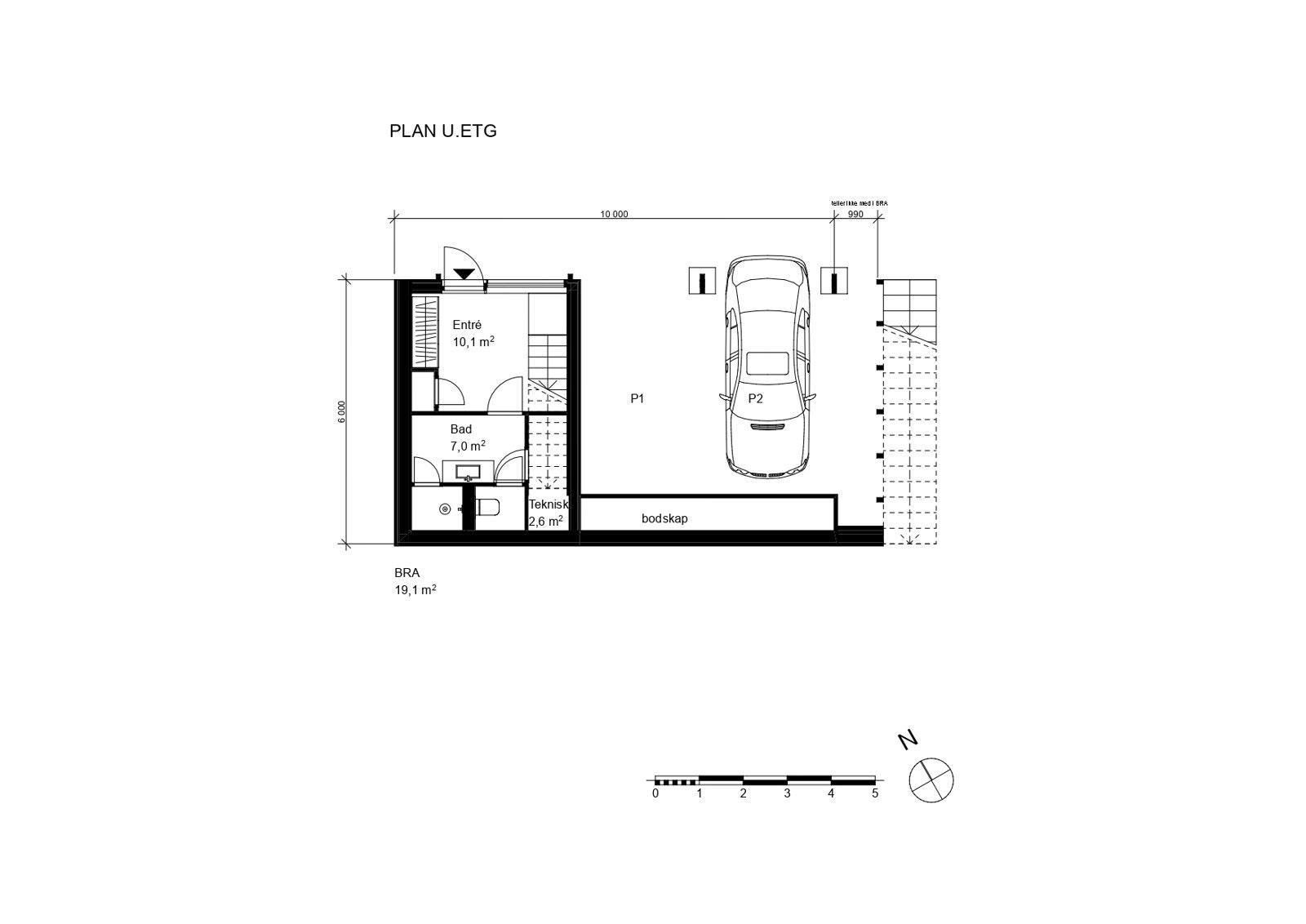 Plantegning U. etasje på rammesøkt hytte Galleribilde